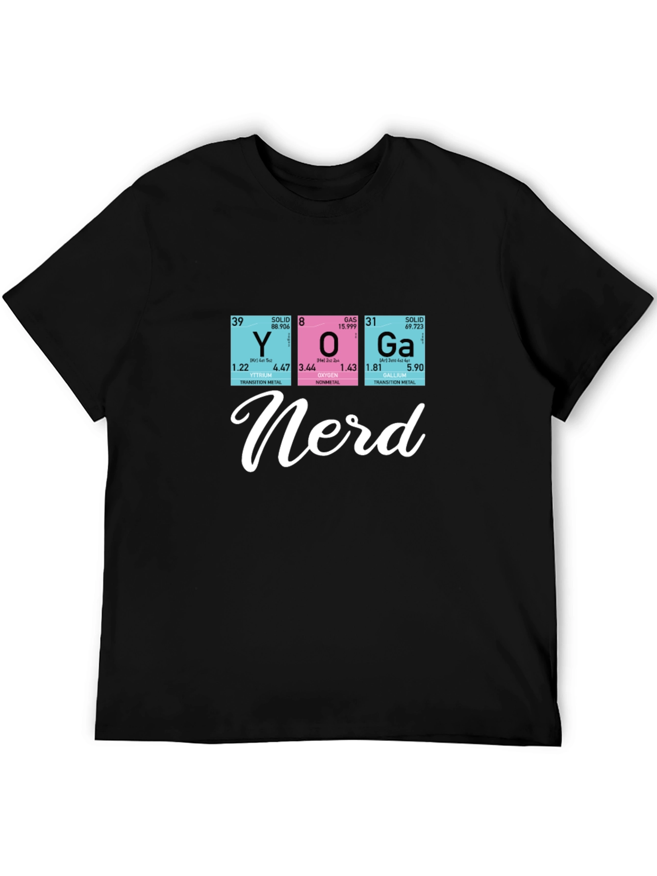 Black Yoga Nerd Periodic Table T-Shirt view 5