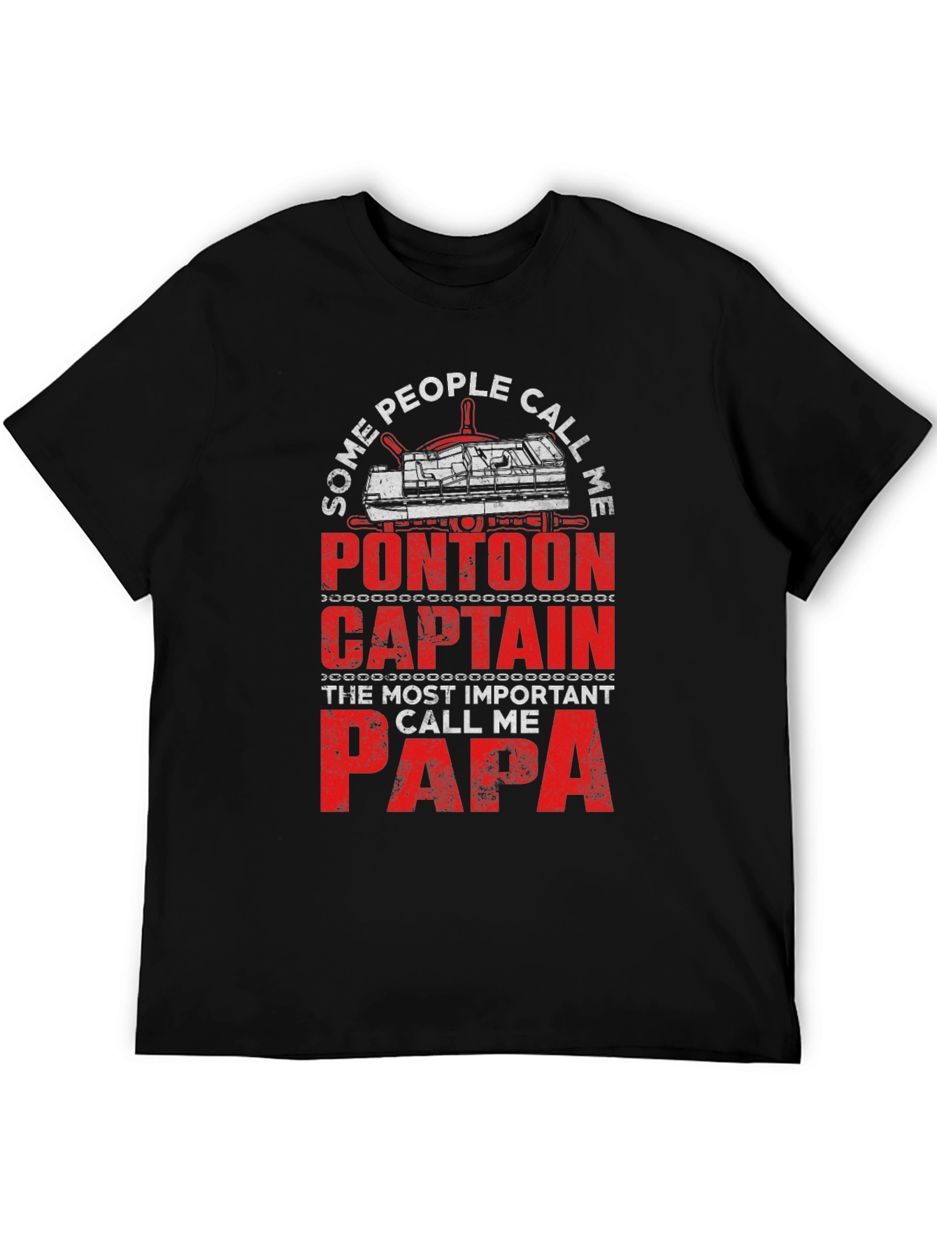 Black Pontoon Captain Papa T-Shirt view 5