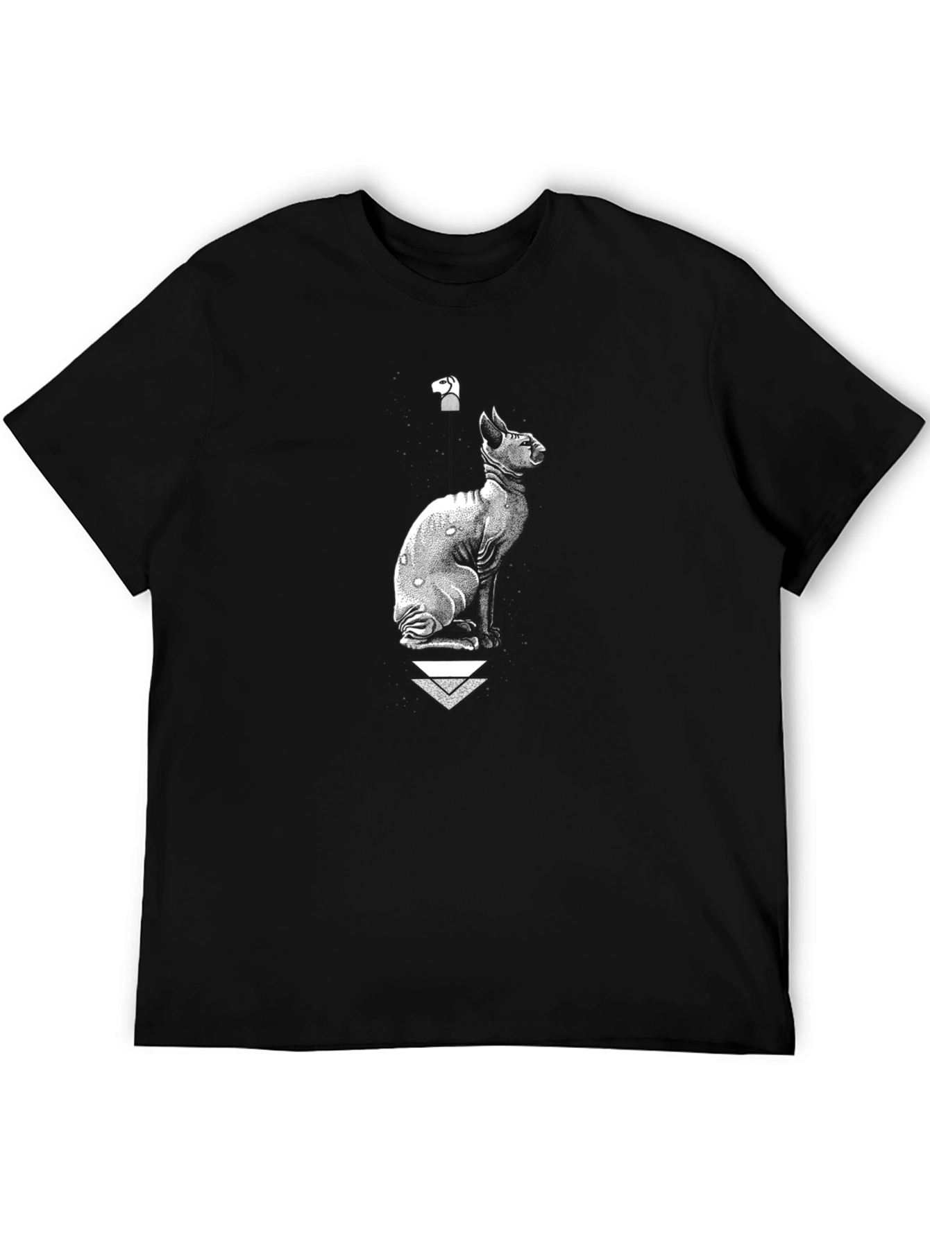Black Sphynx Cat Graphic Tee - Black Cotton Blend view 5