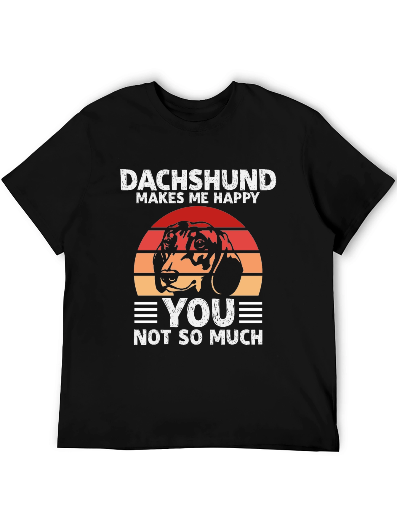 Black Dachshund Makes Me Happy T-Shirt - Funny Dog Lover Tee view 5
