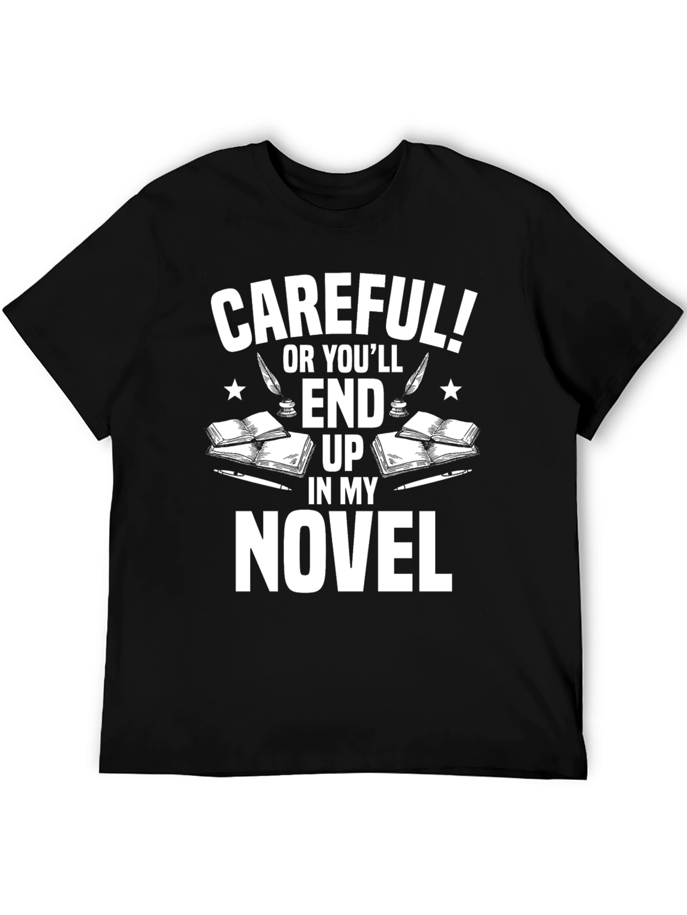 Black Careful! Novel T-Shirt view 5