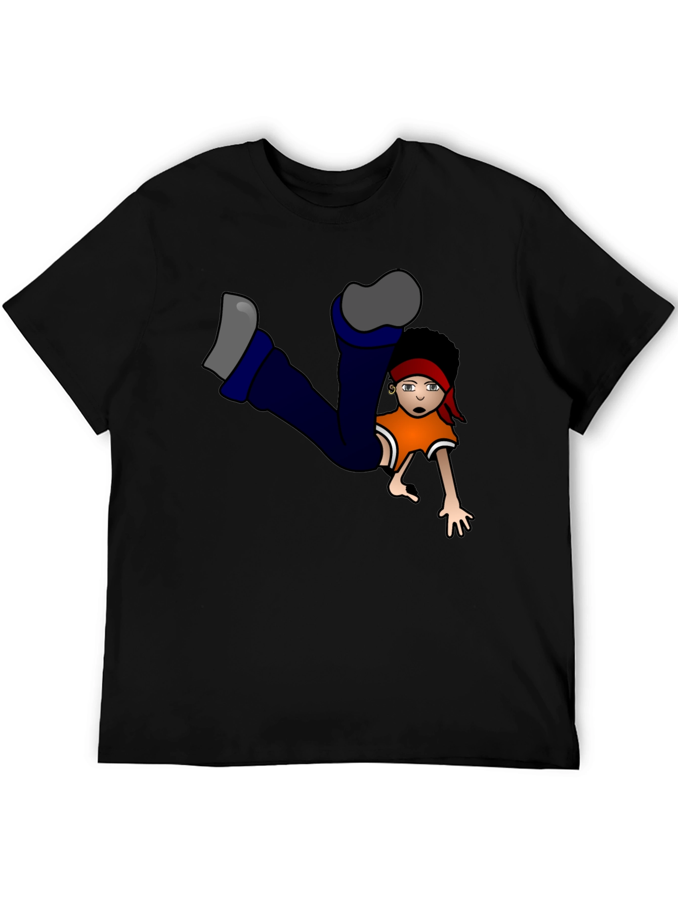 Black Funky Cartoon Character Graphic Black T-Shirt view 5