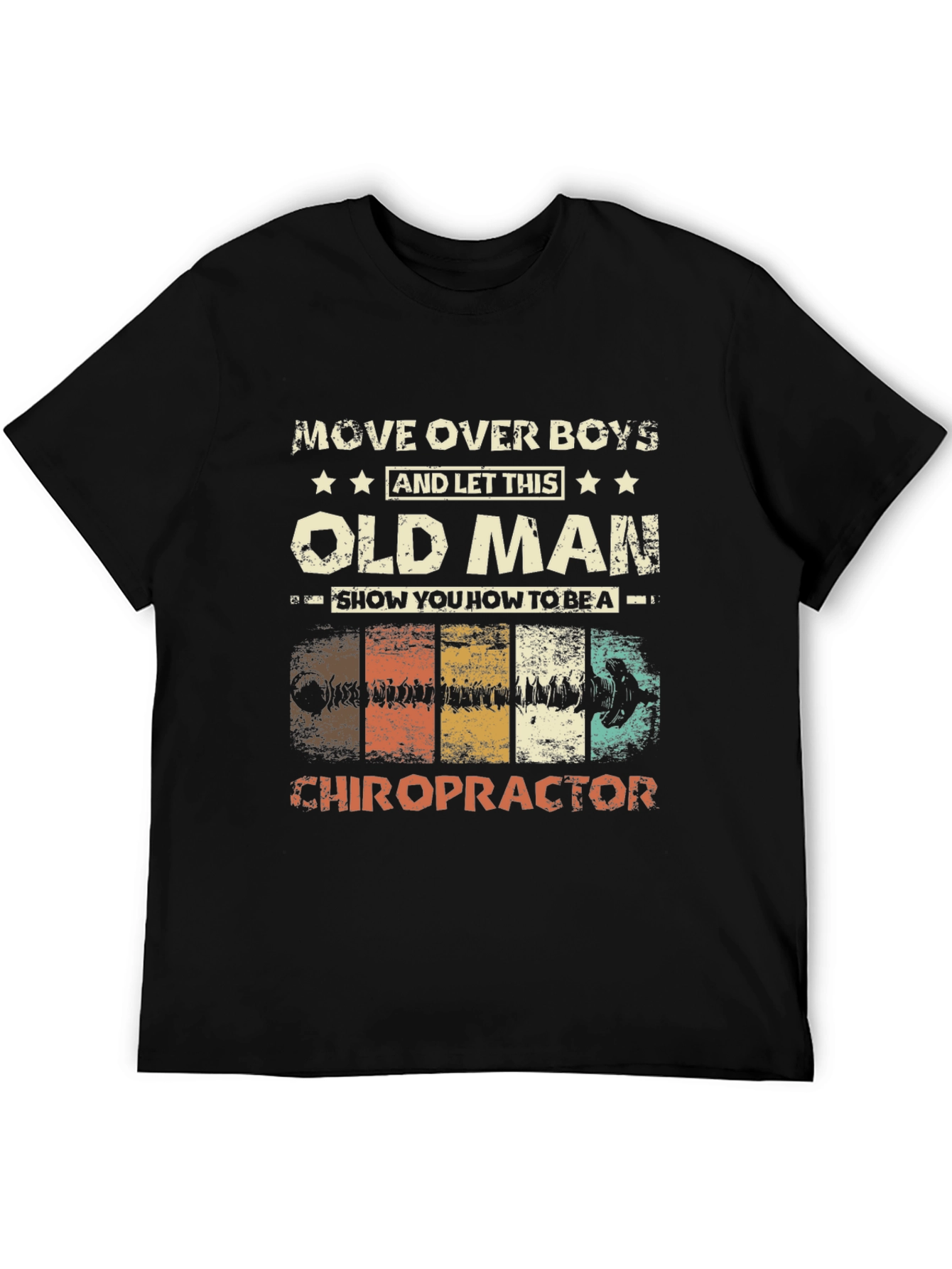 Black Old Man Chiropractor Graphic T-Shirt view 5