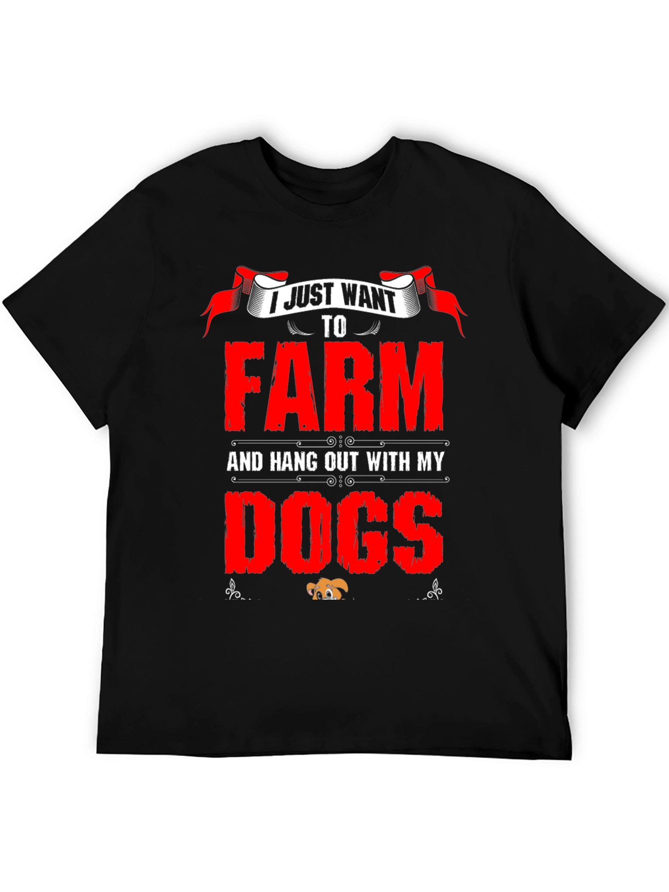 Black I Just Want To Farm And Hang Out With My Dogs T-Shirt view 5