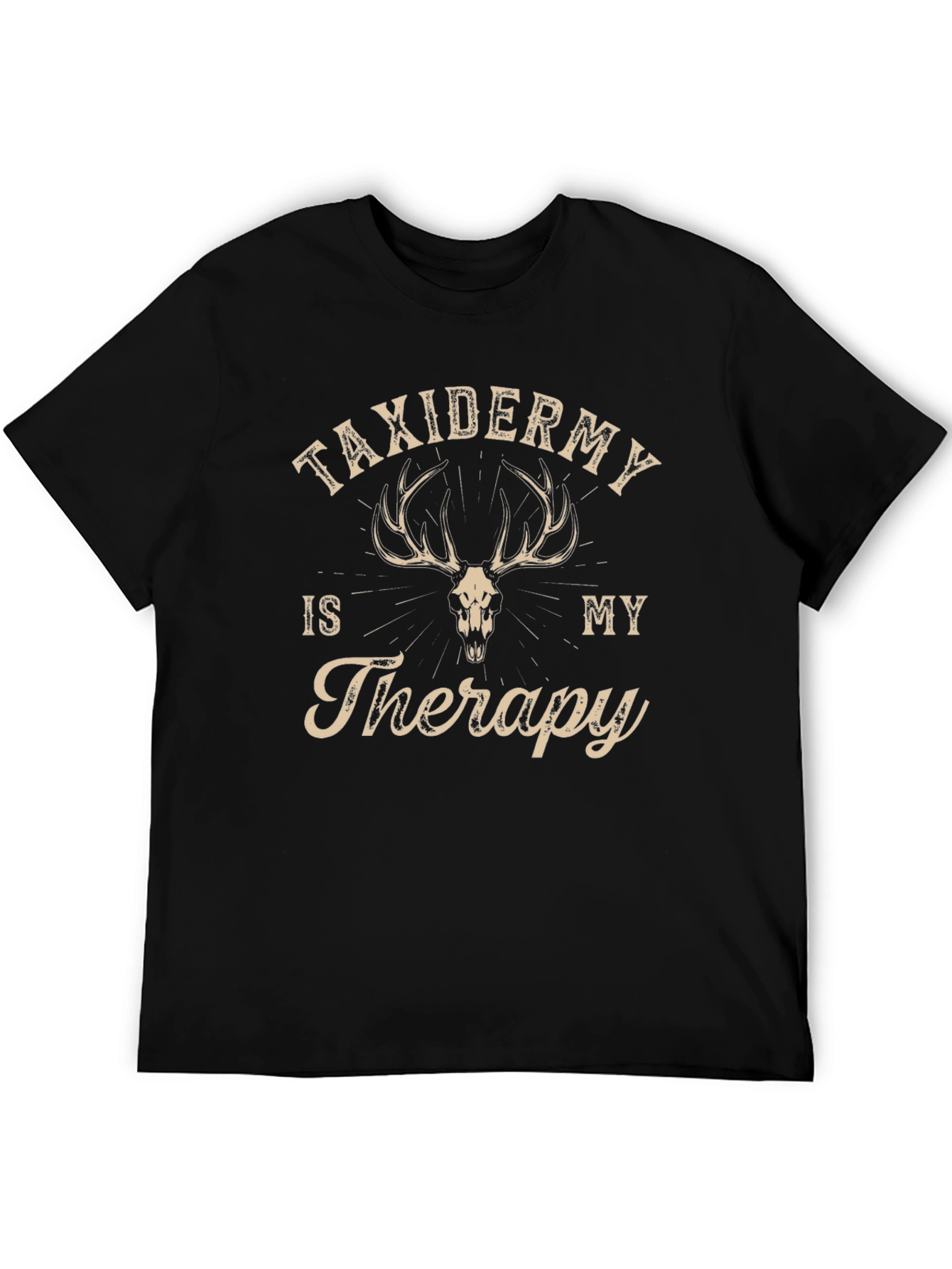 Black Taxidermy Therapy T-Shirt - Deer Skull Graphic Tee view 5