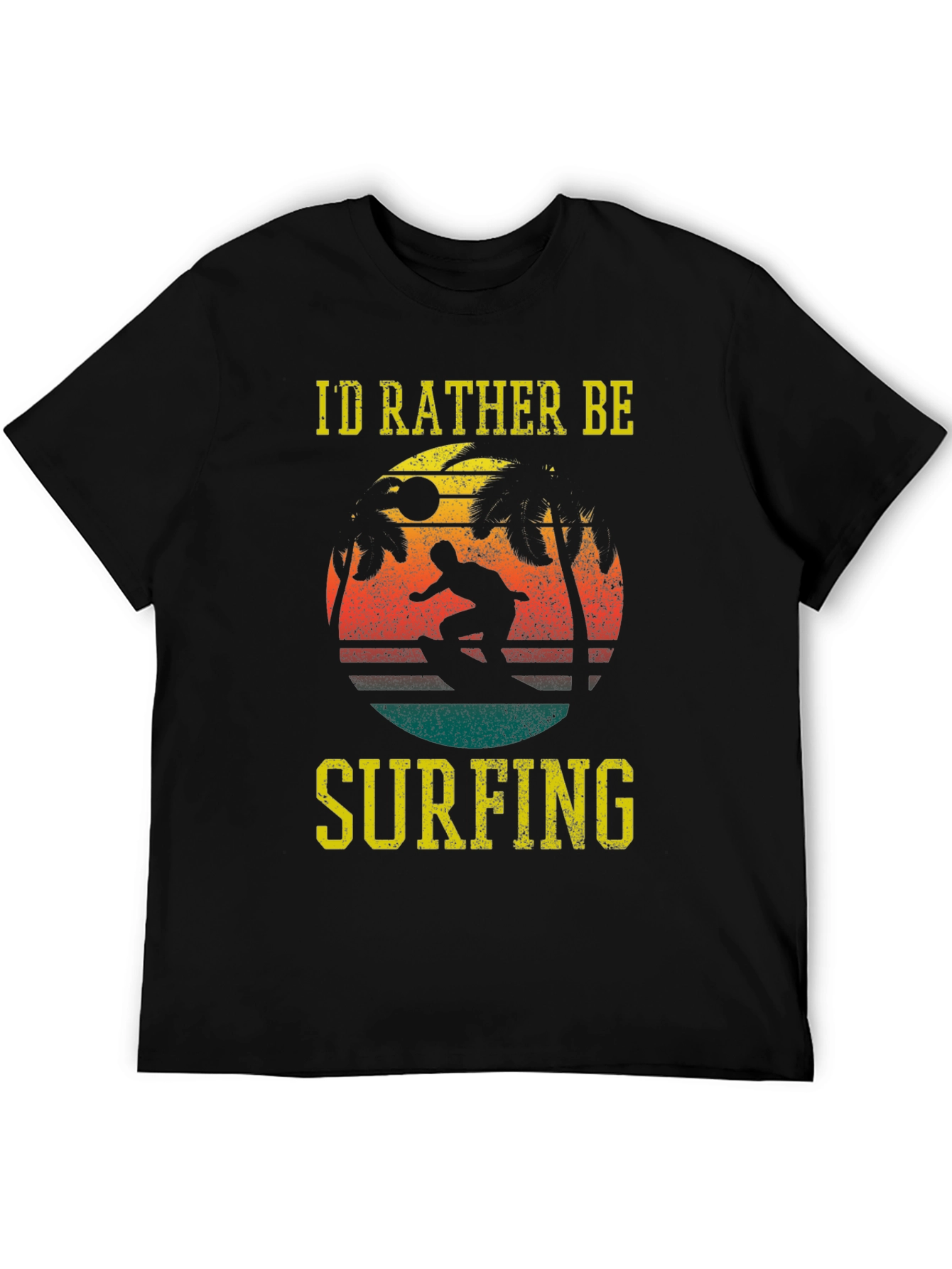 Black Surfing Graphic T-Shirt - Retro Style view 5