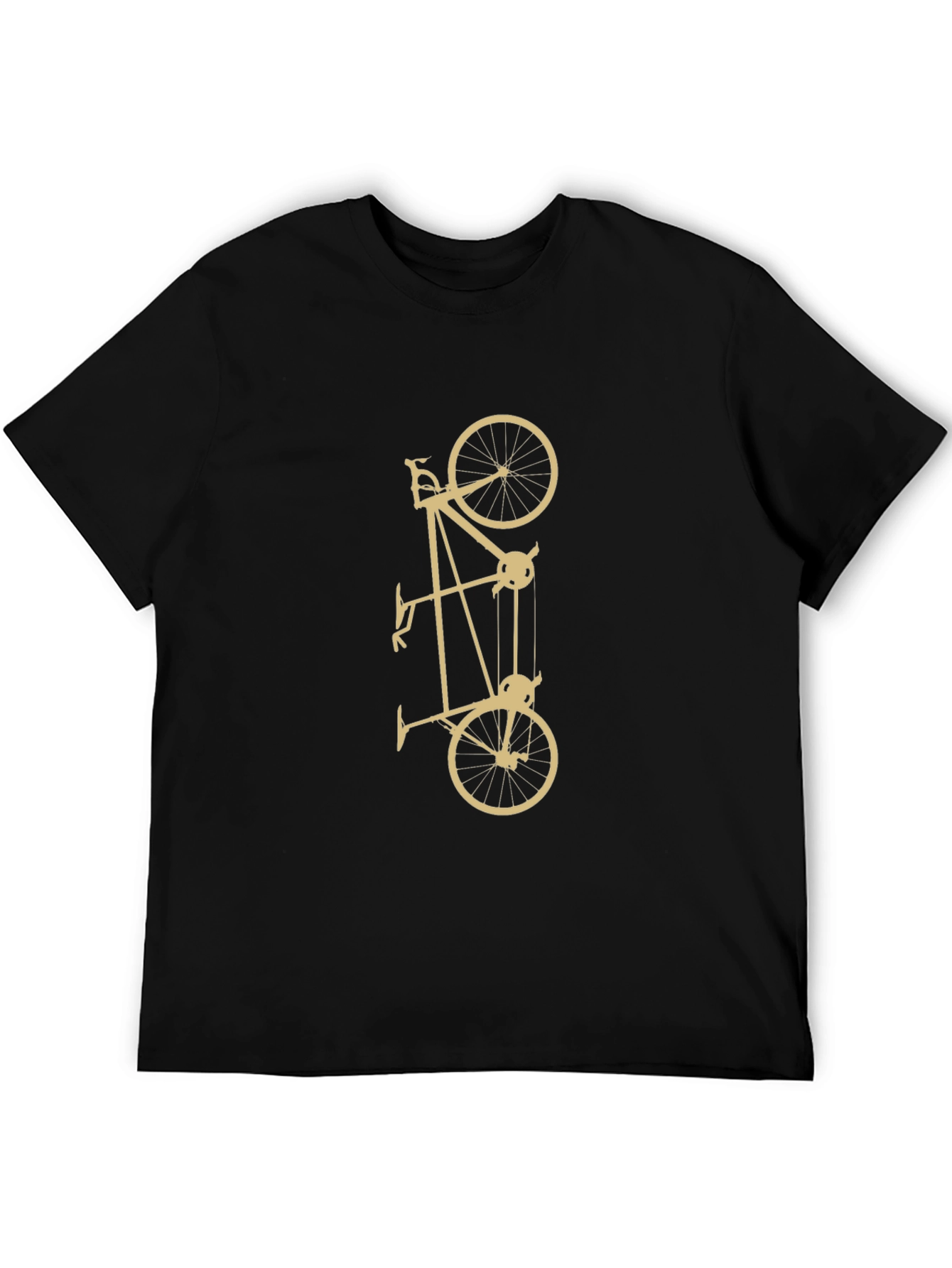 Black Unique Black T-Shirt with Bicycle Pulley Design view 5