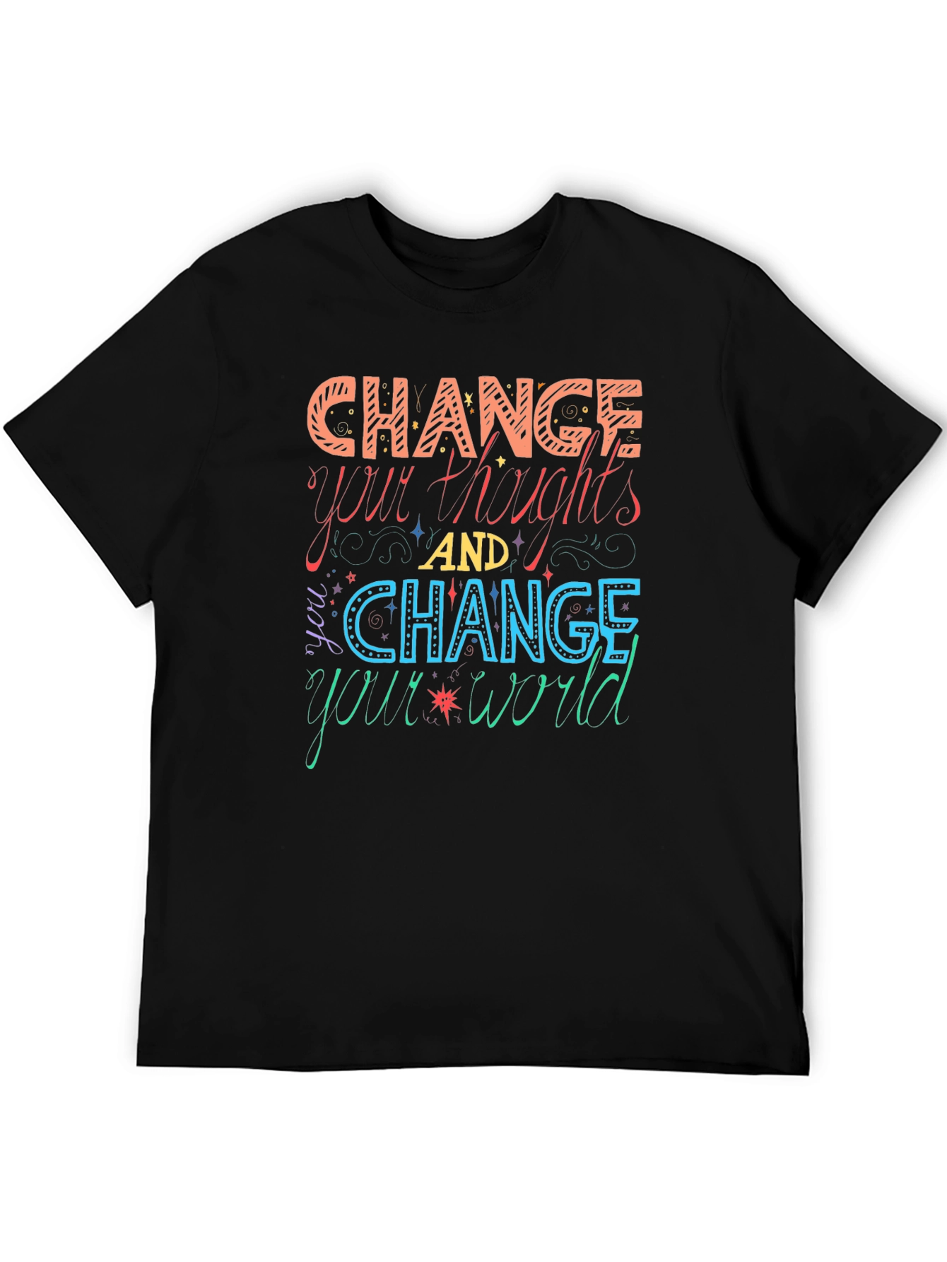 Black Change Your Thoughts Graphic T-Shirt view 5
