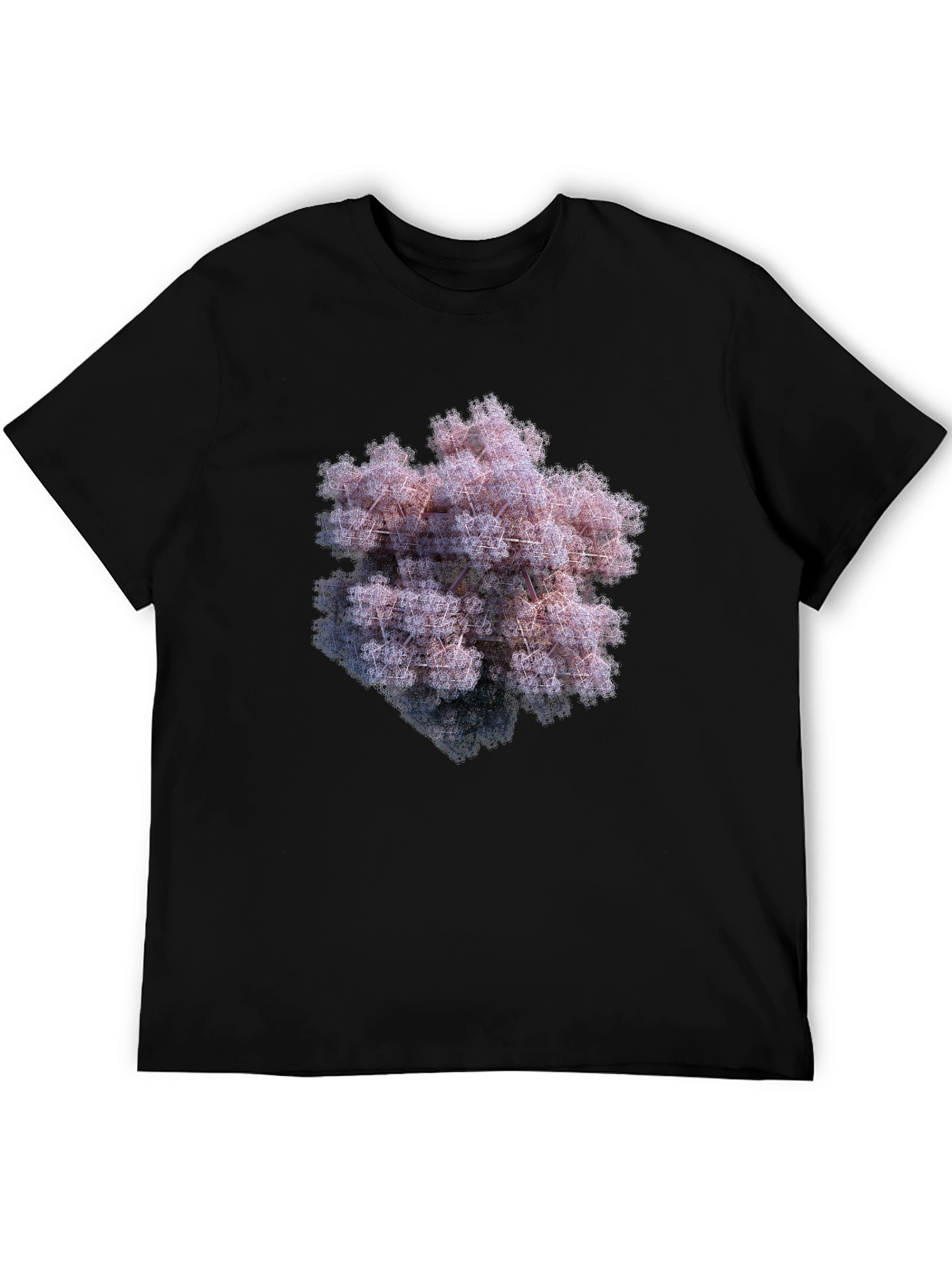 Black Geometric Fractal Art T-Shirt view 5
