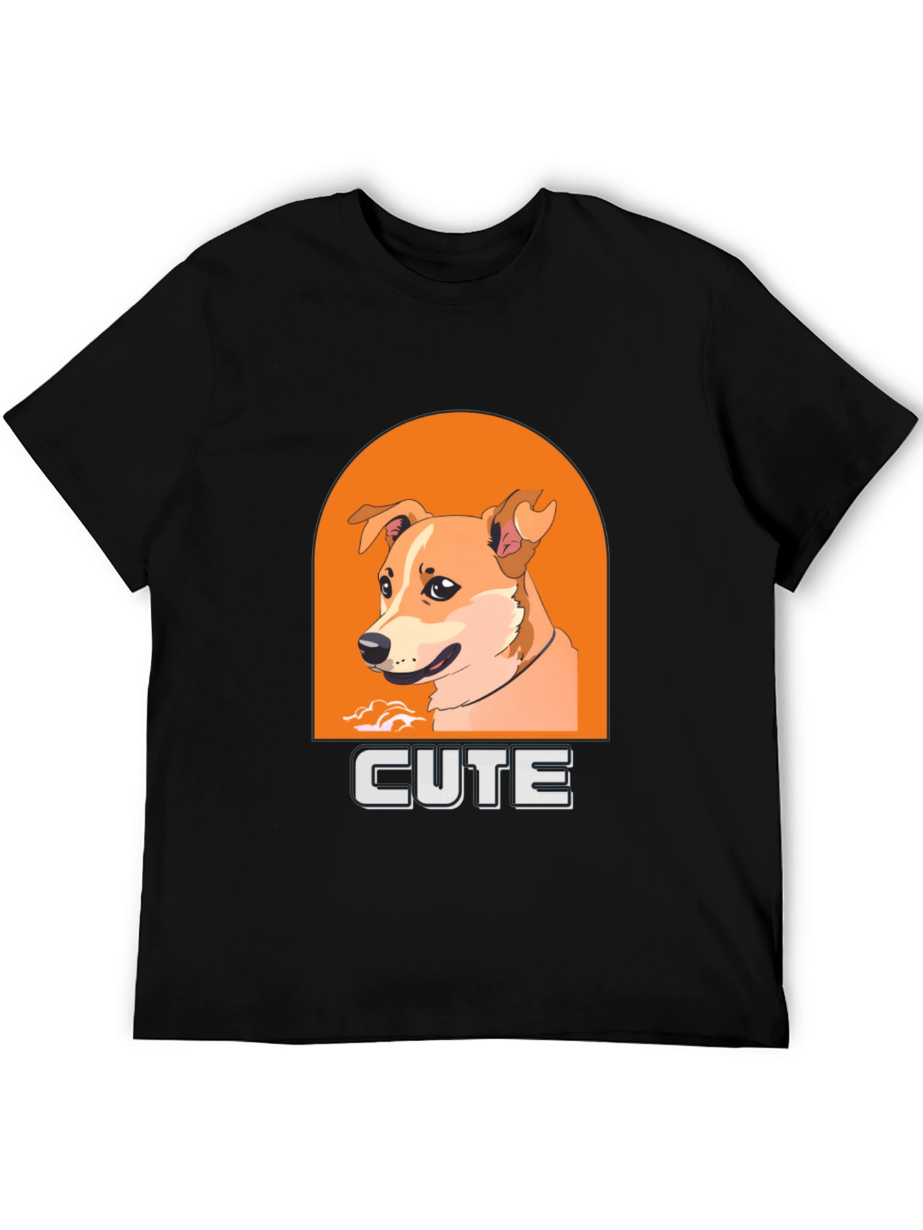 Black Cute Dog Graphic T-Shirt - Men's Black Tee view 5
