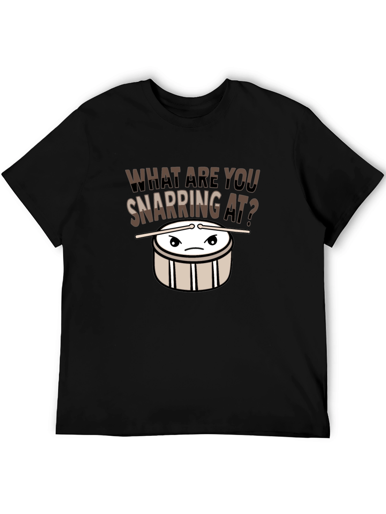 Black Funny Drummer T-Shirt - What Are You Snapping At? Music Tee view 5