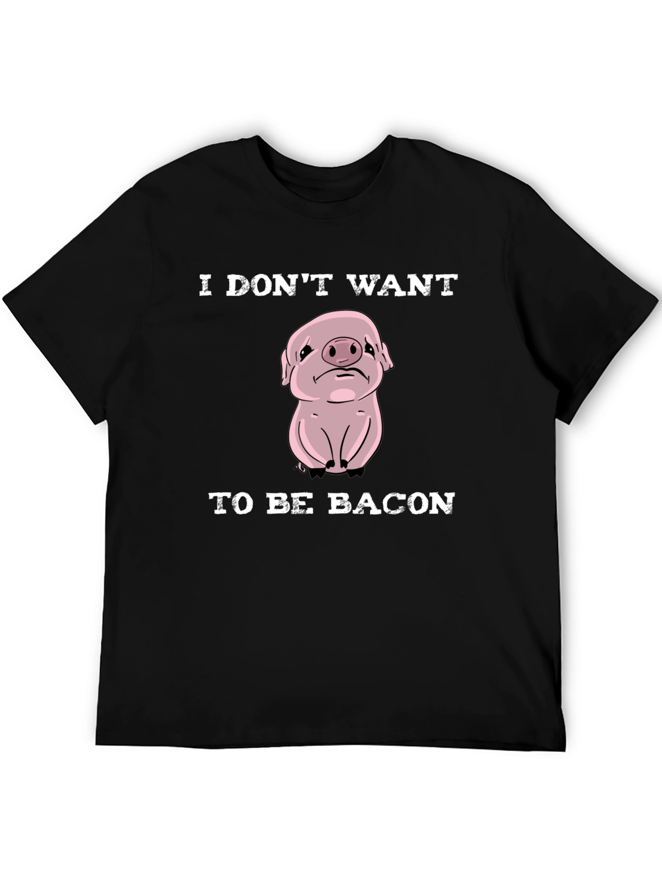 Black Sad Pig T-Shirt - I Don't Want to Be Bacon Tee view 5