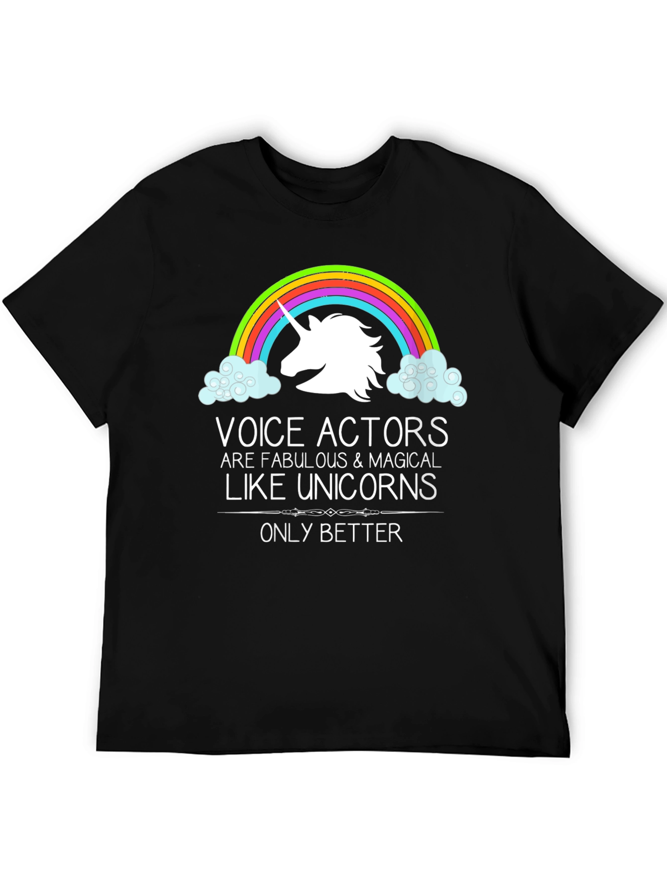 Black Voice Actors Unicorn Graphic T-Shirt view 5