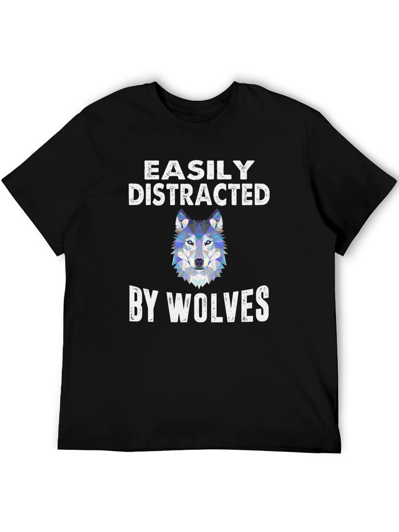 Black Easily Distracted By Wolves Graphic Tee view 5