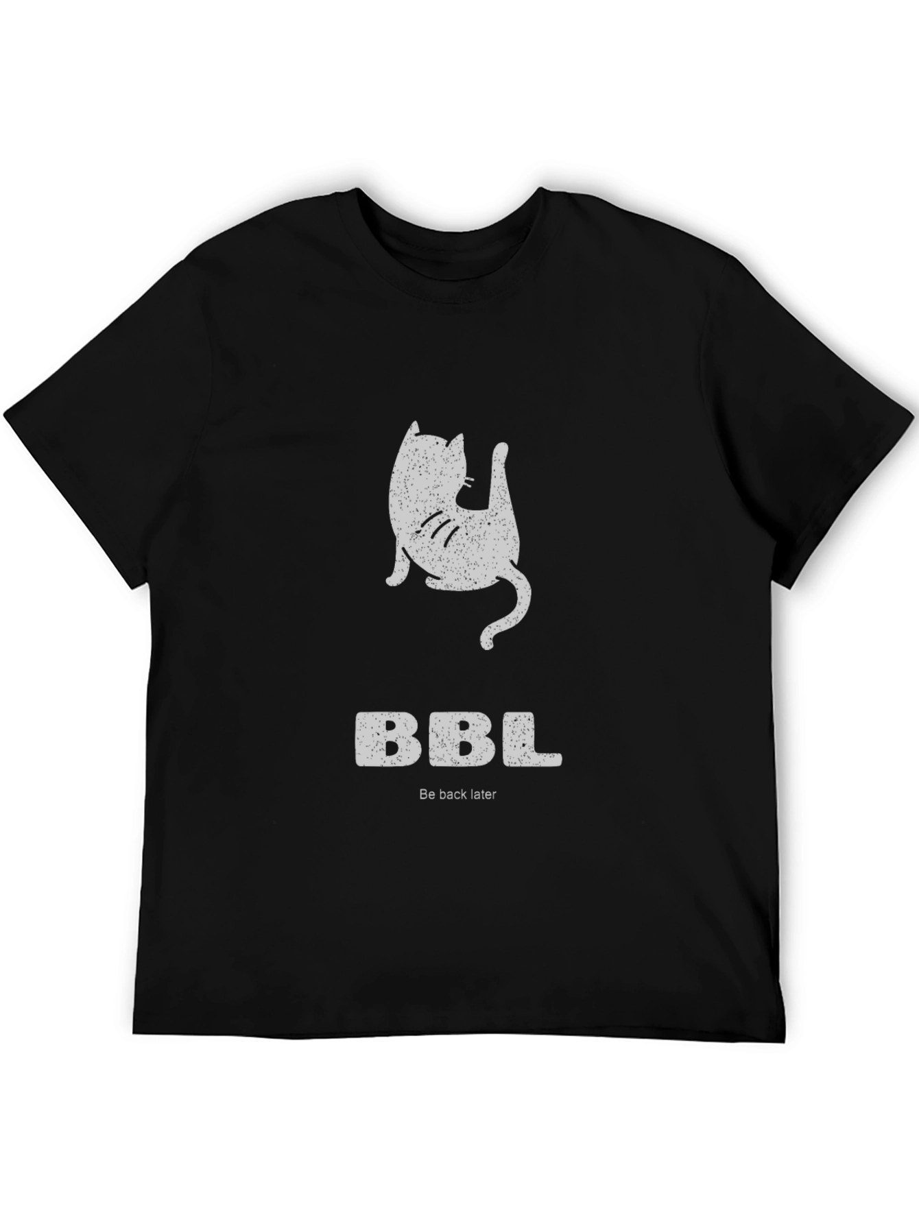 Black Funny BBL Cat Graphic T-Shirt - Black view 5