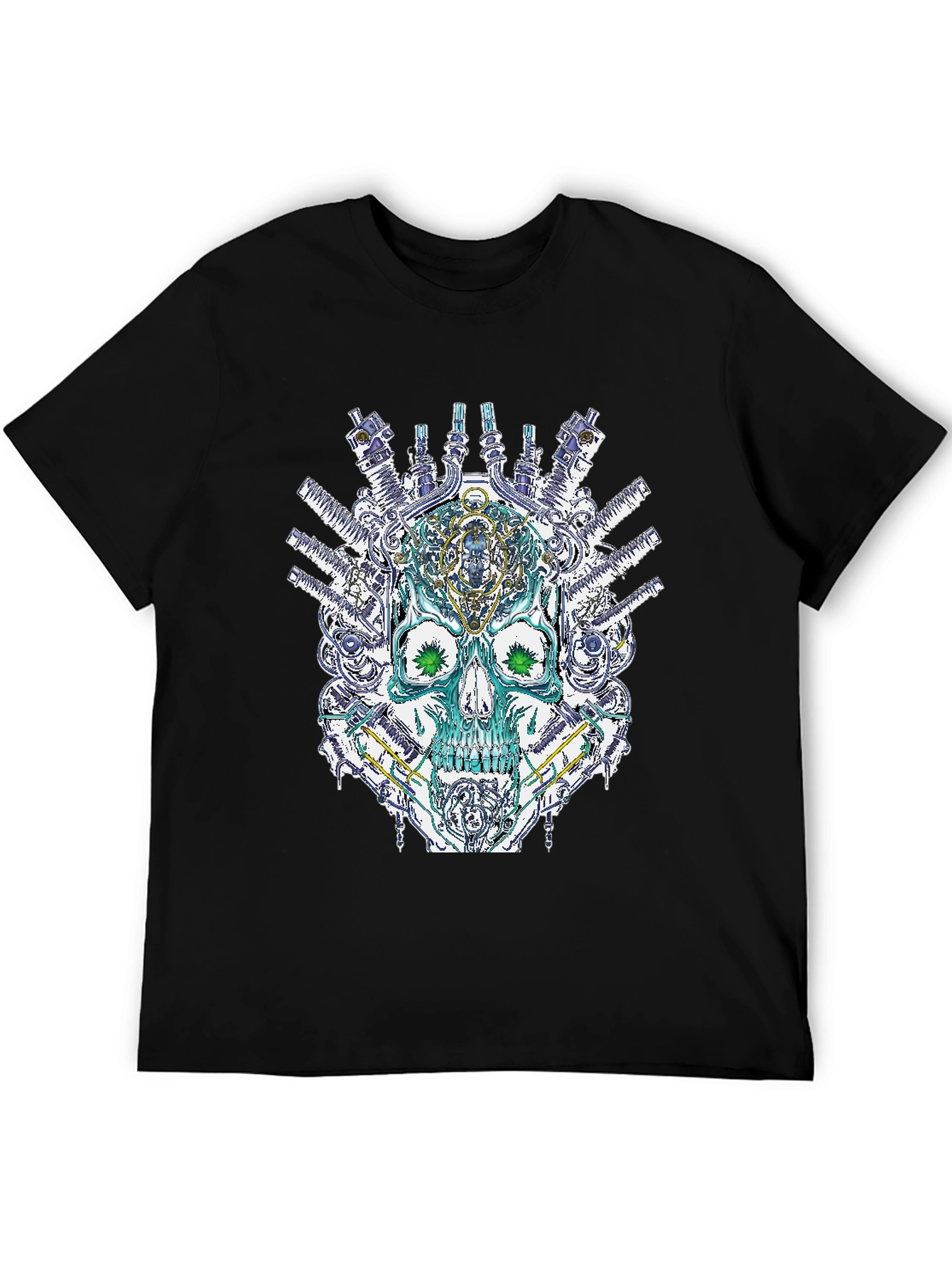 Black Steampunk Skull Graphic T-Shirt - Unique Design view 5