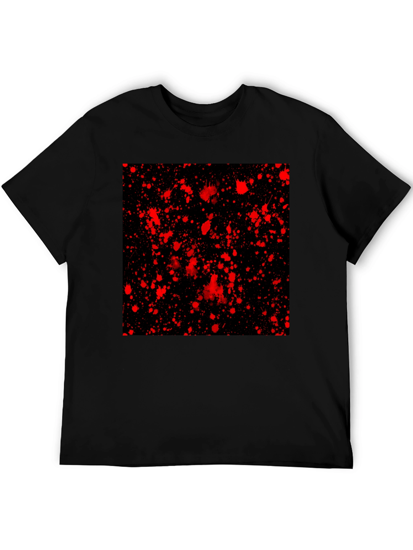 Black Edgy Black T-Shirt with Red Splatter Design view 5
