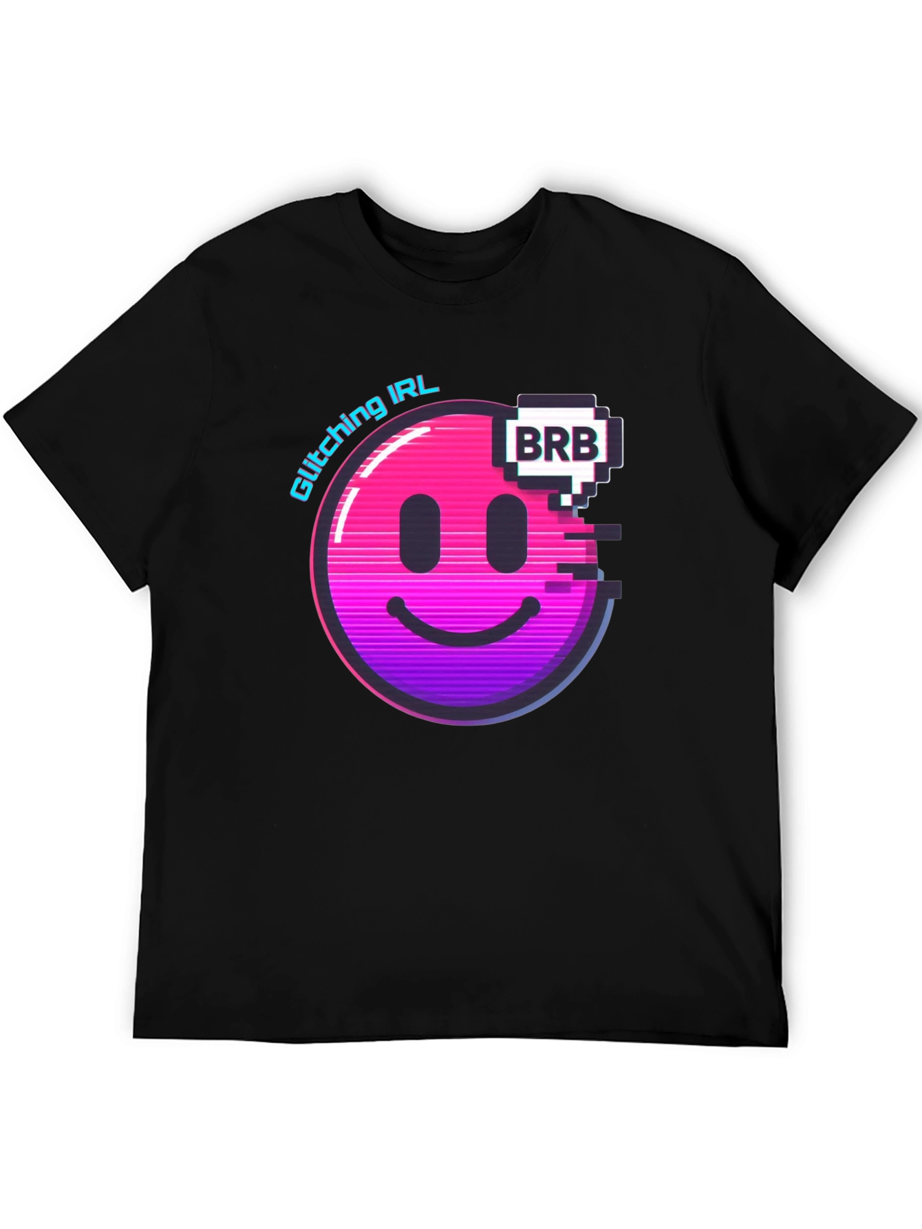 Black Glitching IRL BRB Graphic Tee - Black view 5