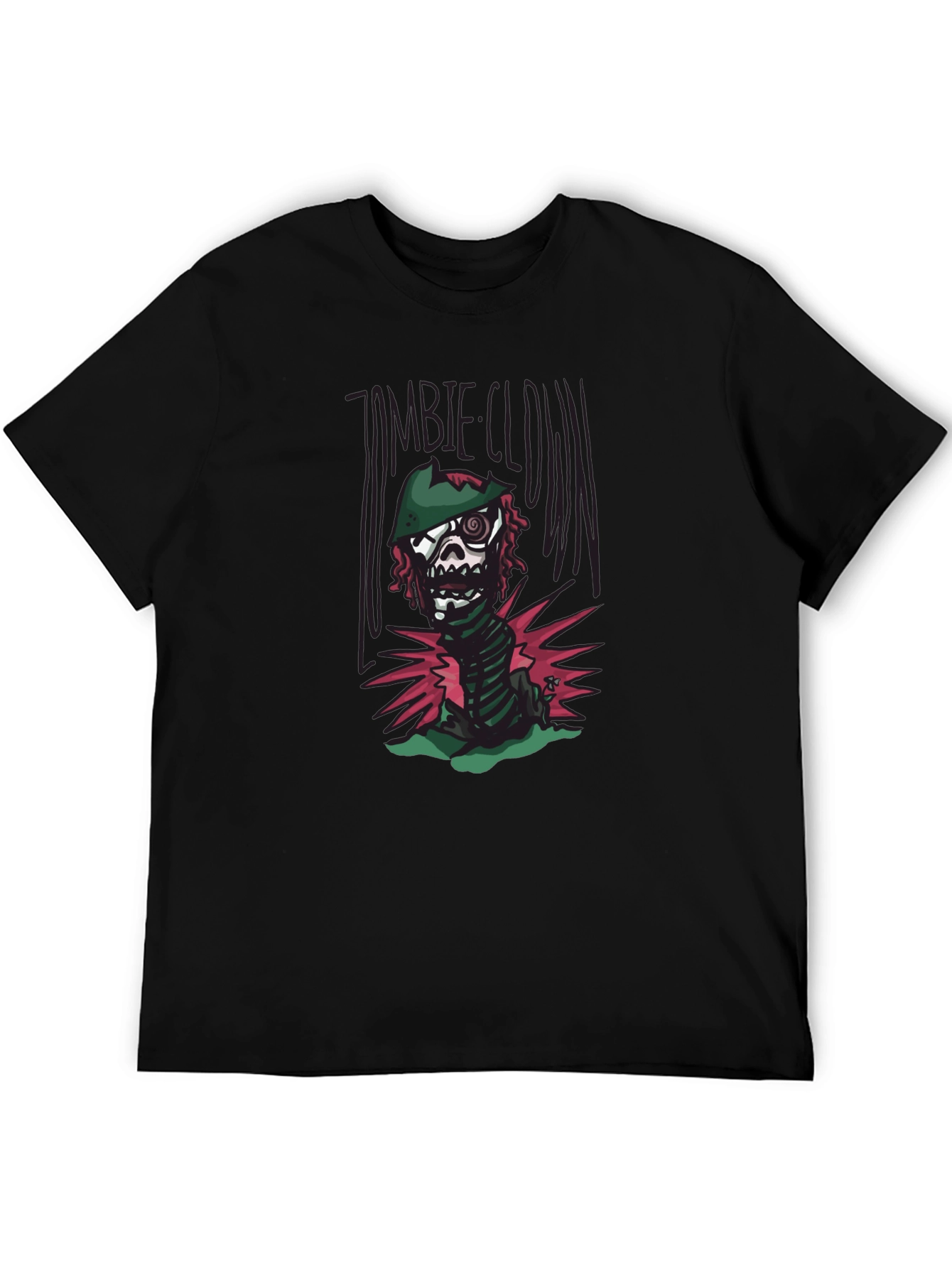 Black Zombie Clown Graphic Tee - Black Cotton T-Shirt view 5
