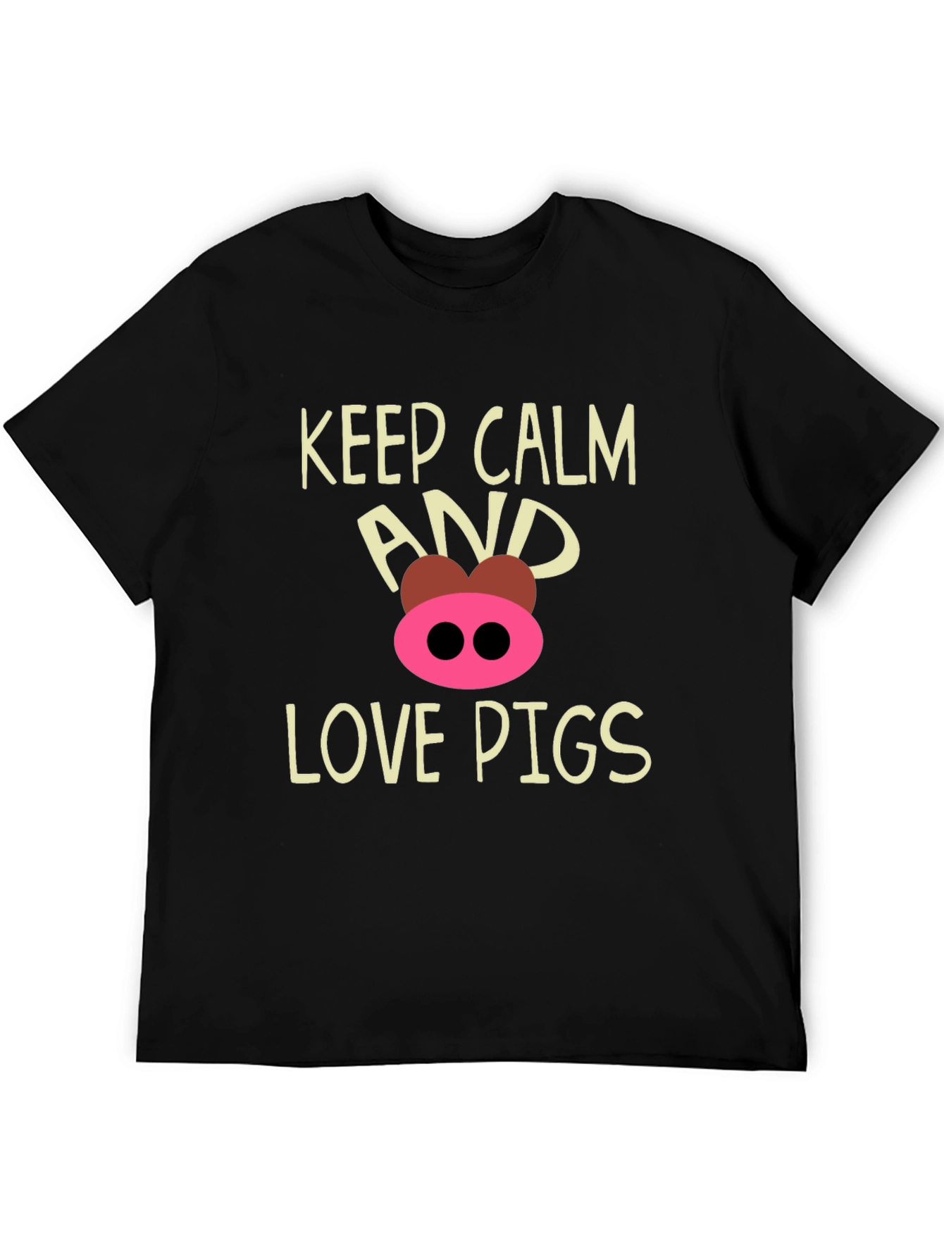 Black Keep Calm and Love Pigs T-Shirt view 5