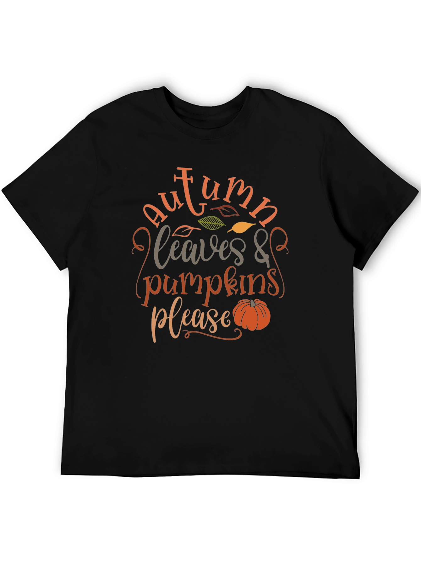 Black Autumn Leaves & Pumpkins Please - Graphic T-Shirt view 5