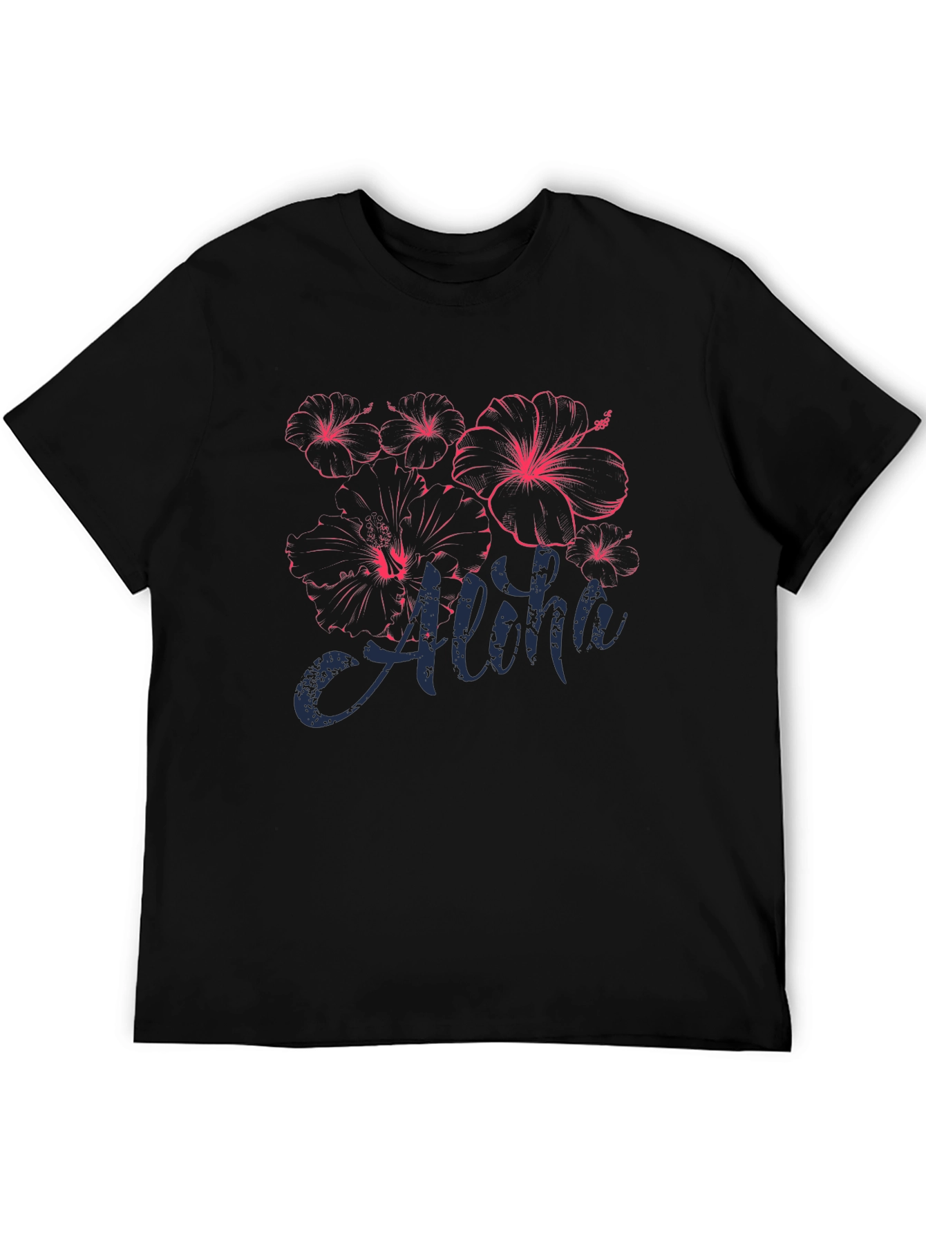 Black Aloha Hibiscus Graphic T-Shirt - Black view 5