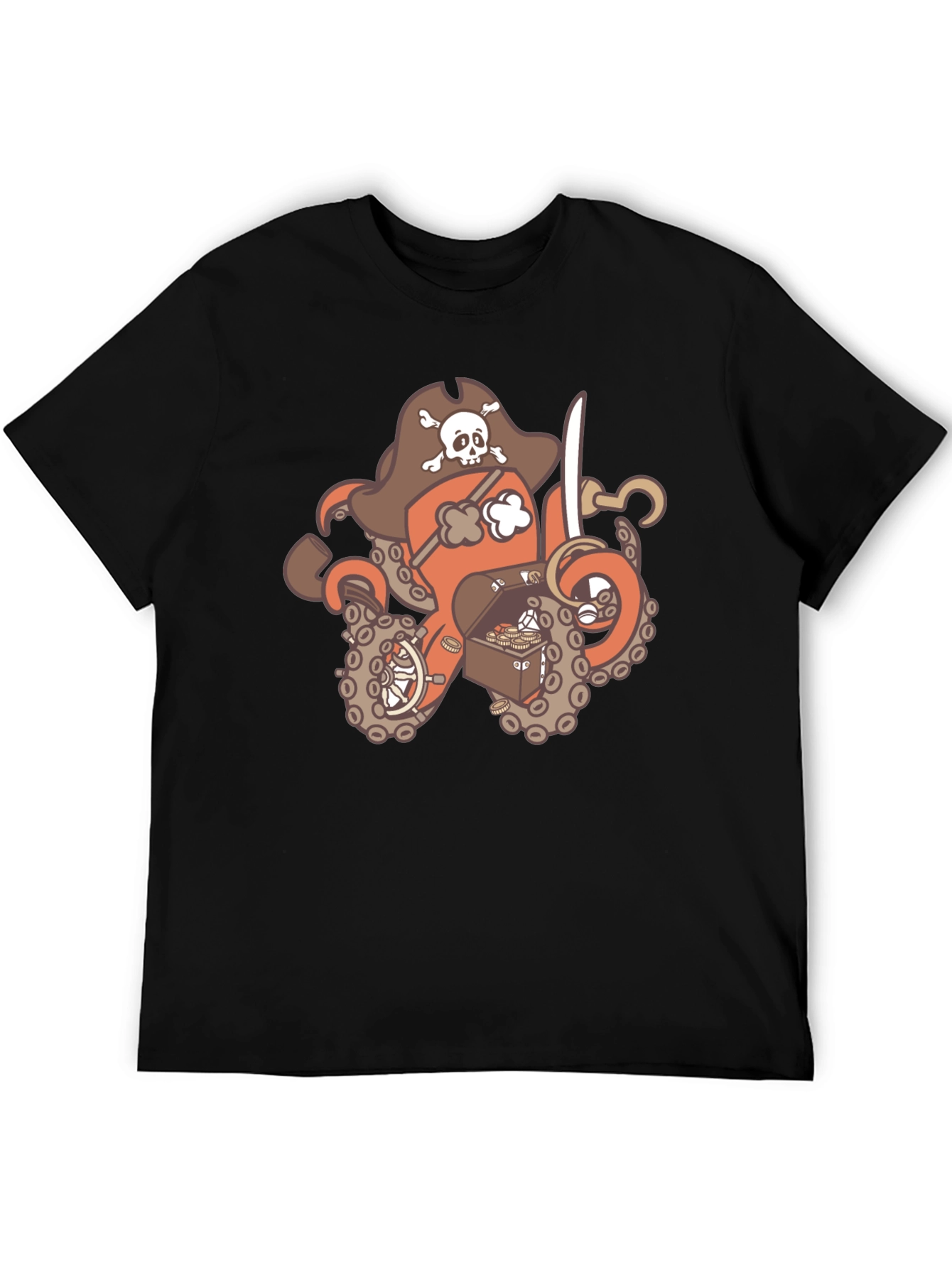 Black Pirate Octopus Graphic T-Shirt - Black view 5