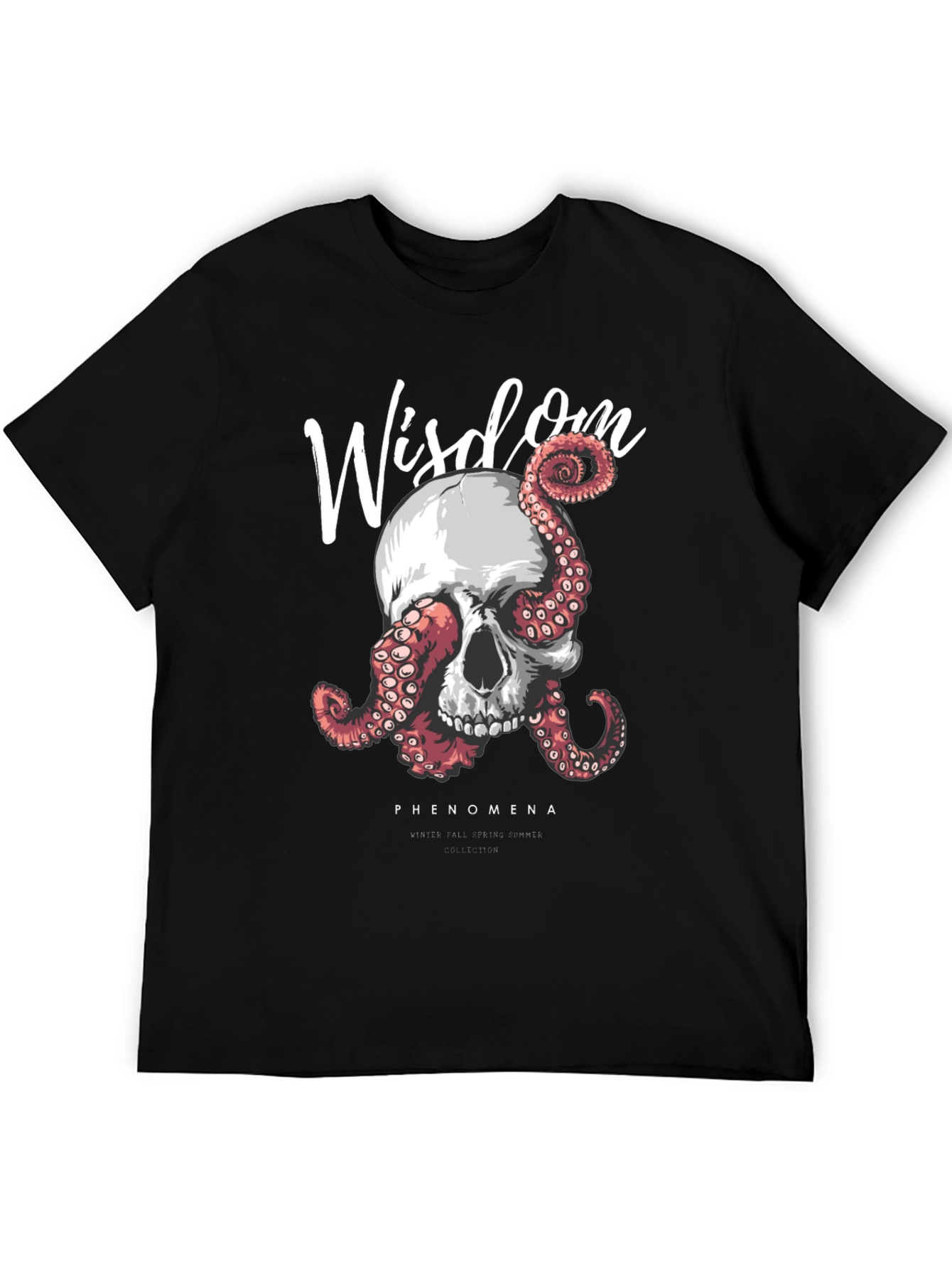 Black Wisdom Skull & Octopus Graphic T-Shirt - Black view 5