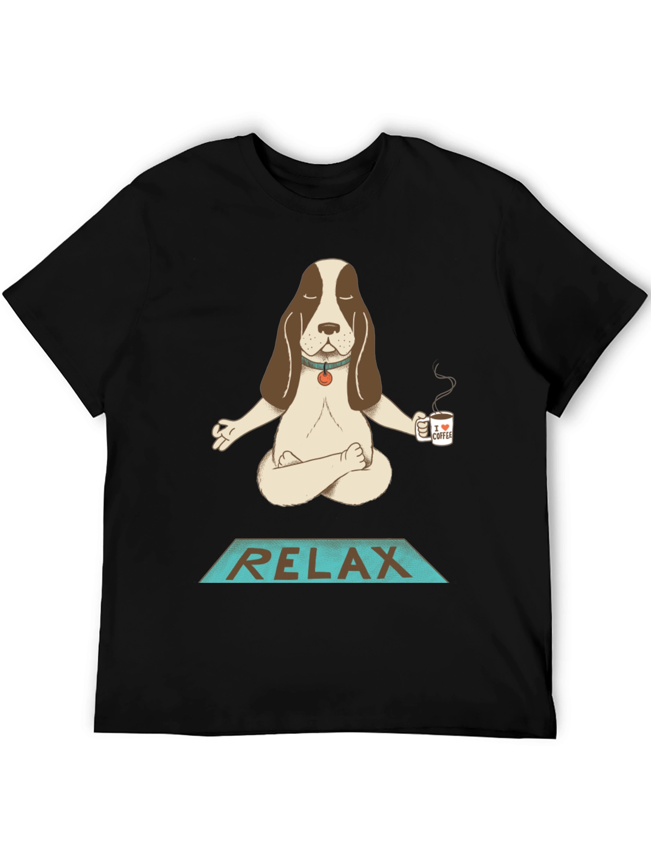 Black Relax Dog Meditation T-Shirt view 5