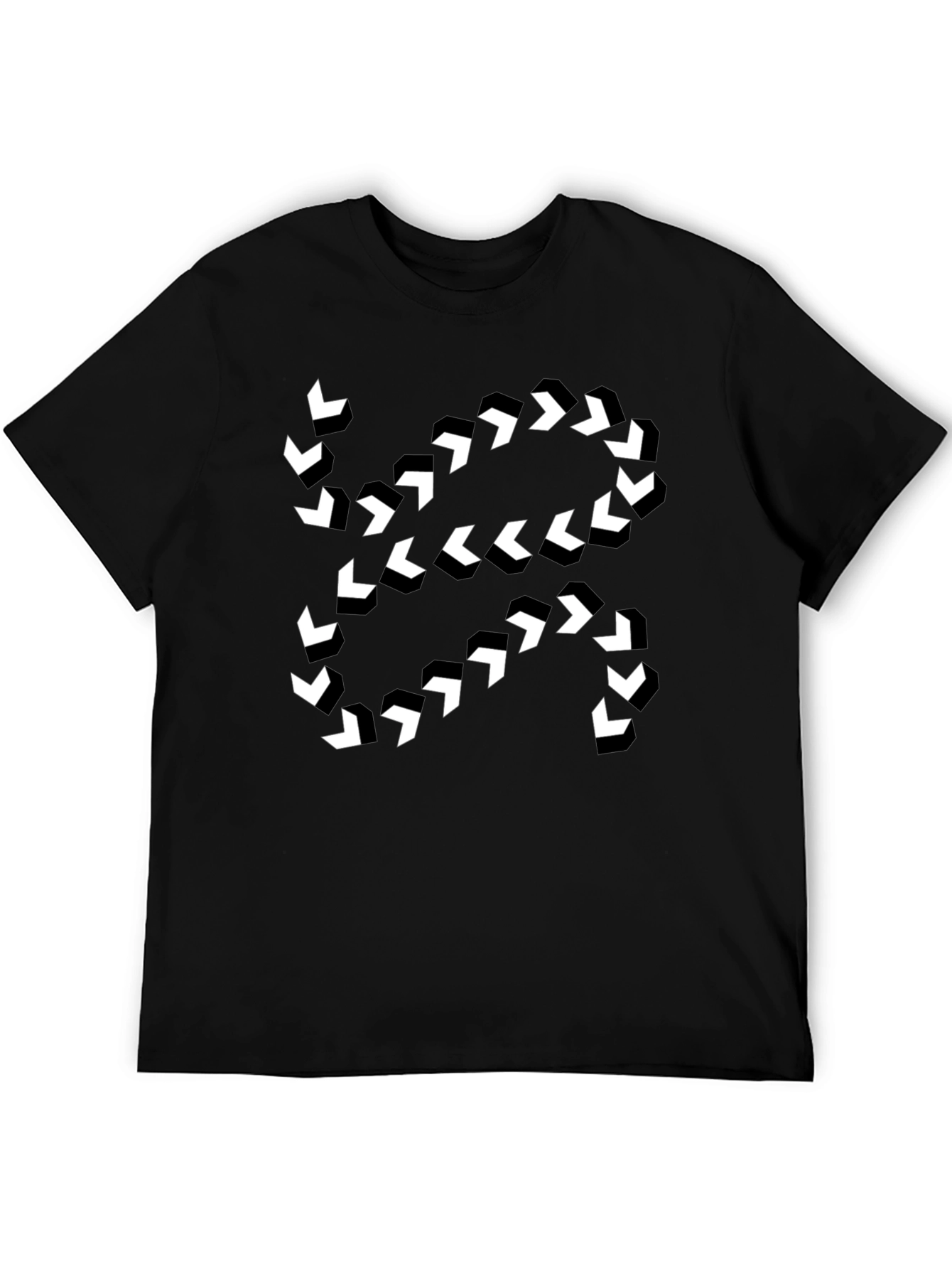 Abstract Arrow Pattern Black T-Shirt - 5