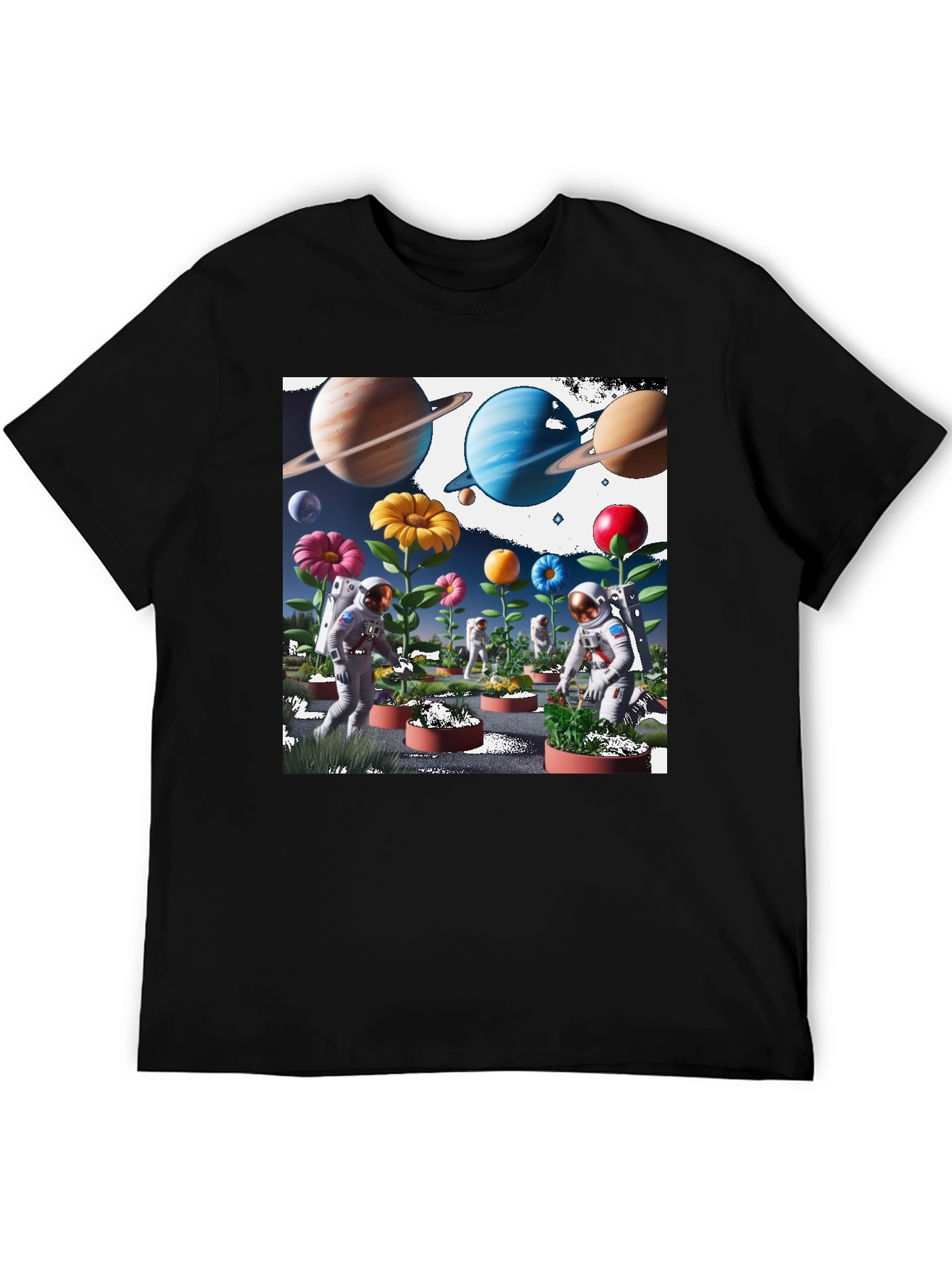 Black Astronauts Planting Flowers T-Shirt view 5