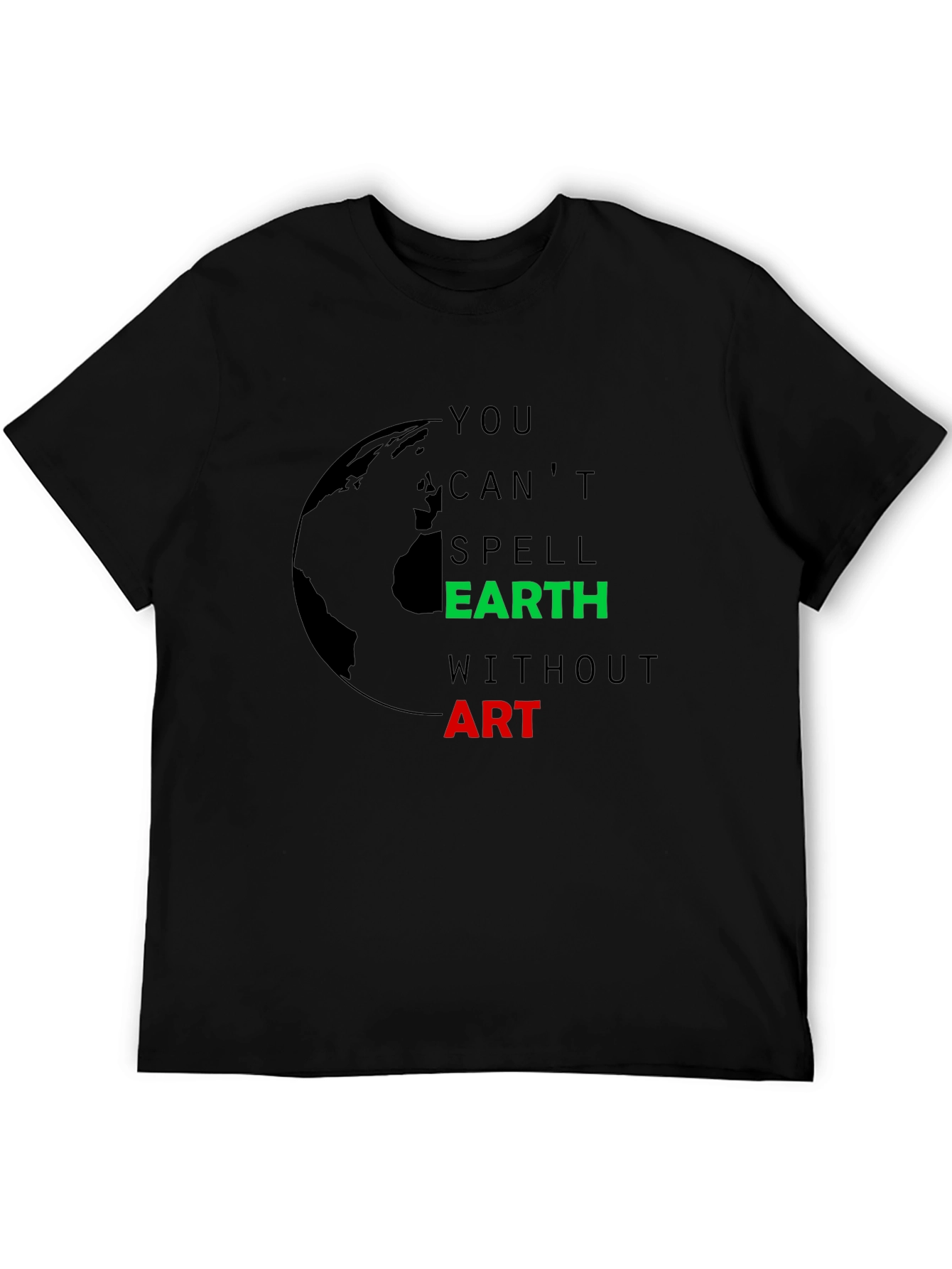 Black Earth Art T-Shirt - Black Graphic Tee for Nature Lovers view 5