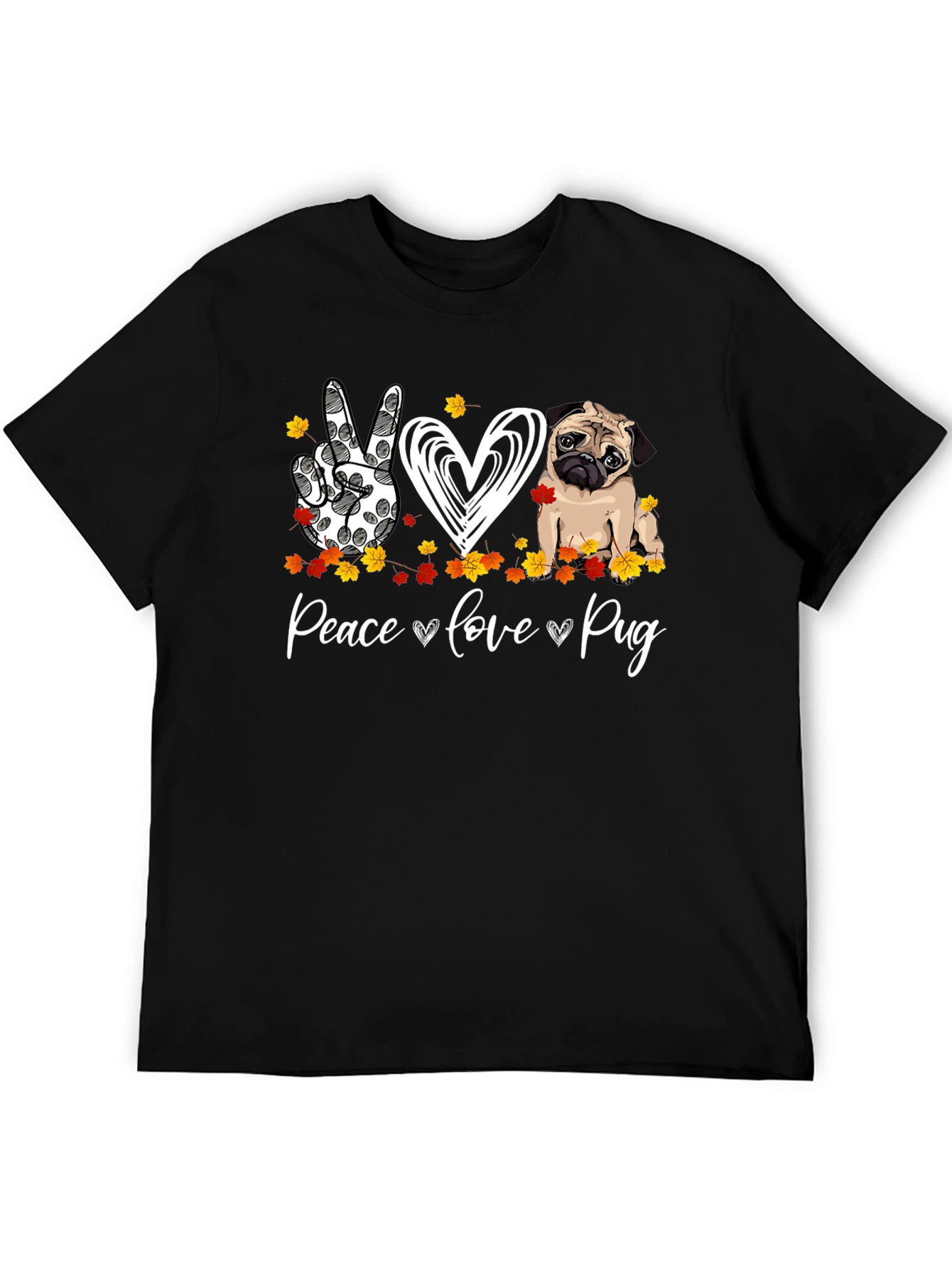 Peace Love Pug Graphic T-Shirt - 5