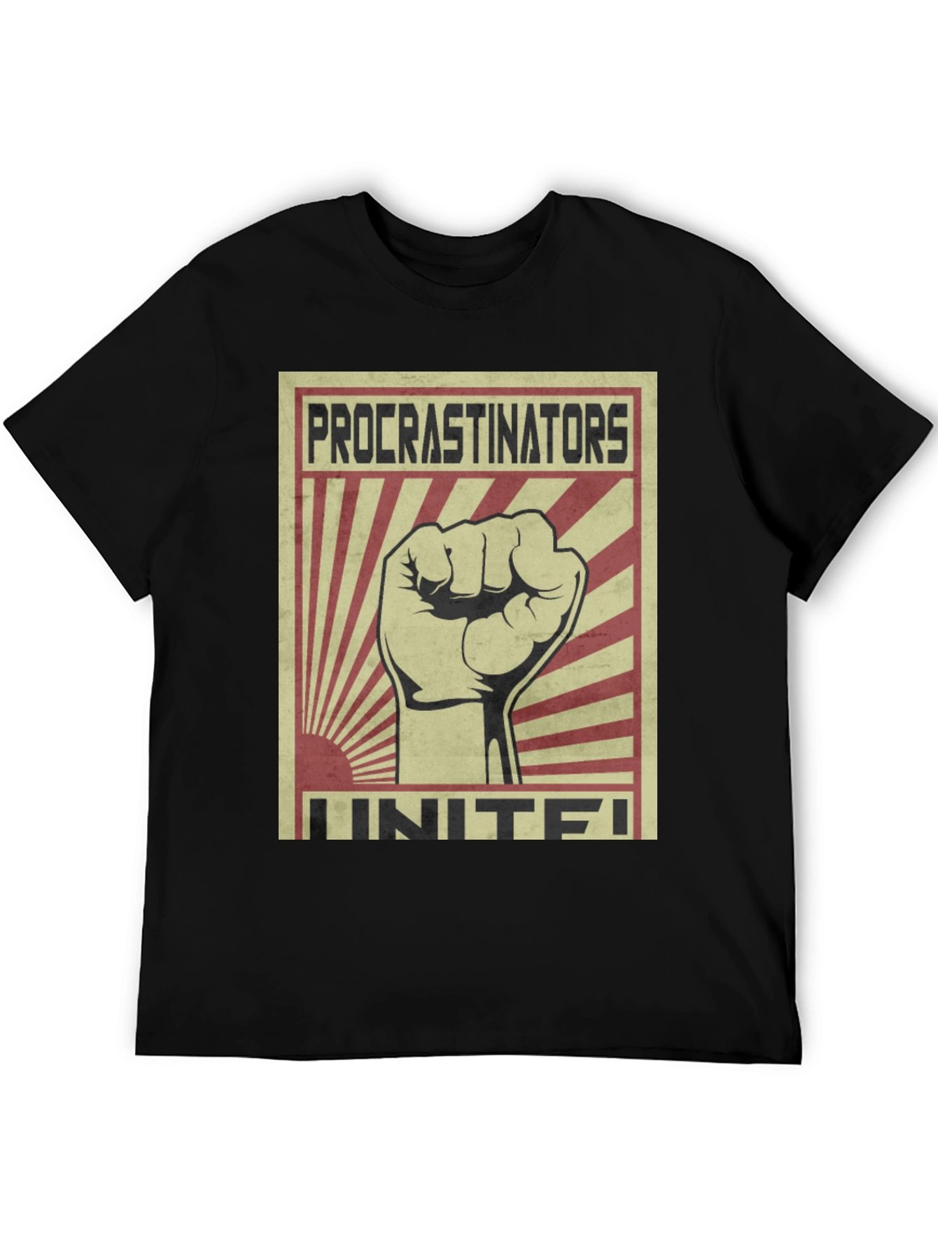 Black Procrastinators Unite! Graphic Tee view 5