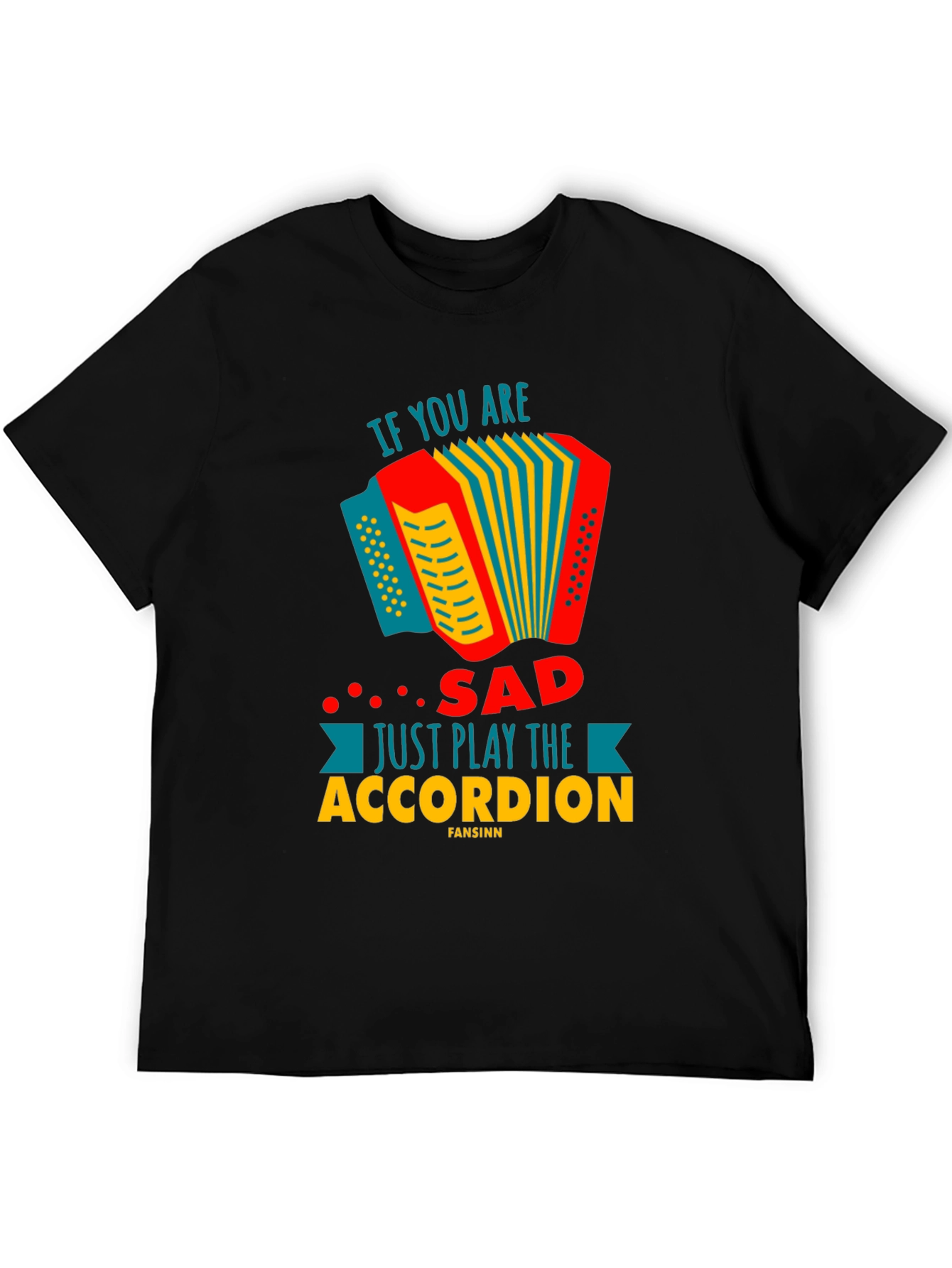 Black Play Accordion Funny T-Shirt view 5