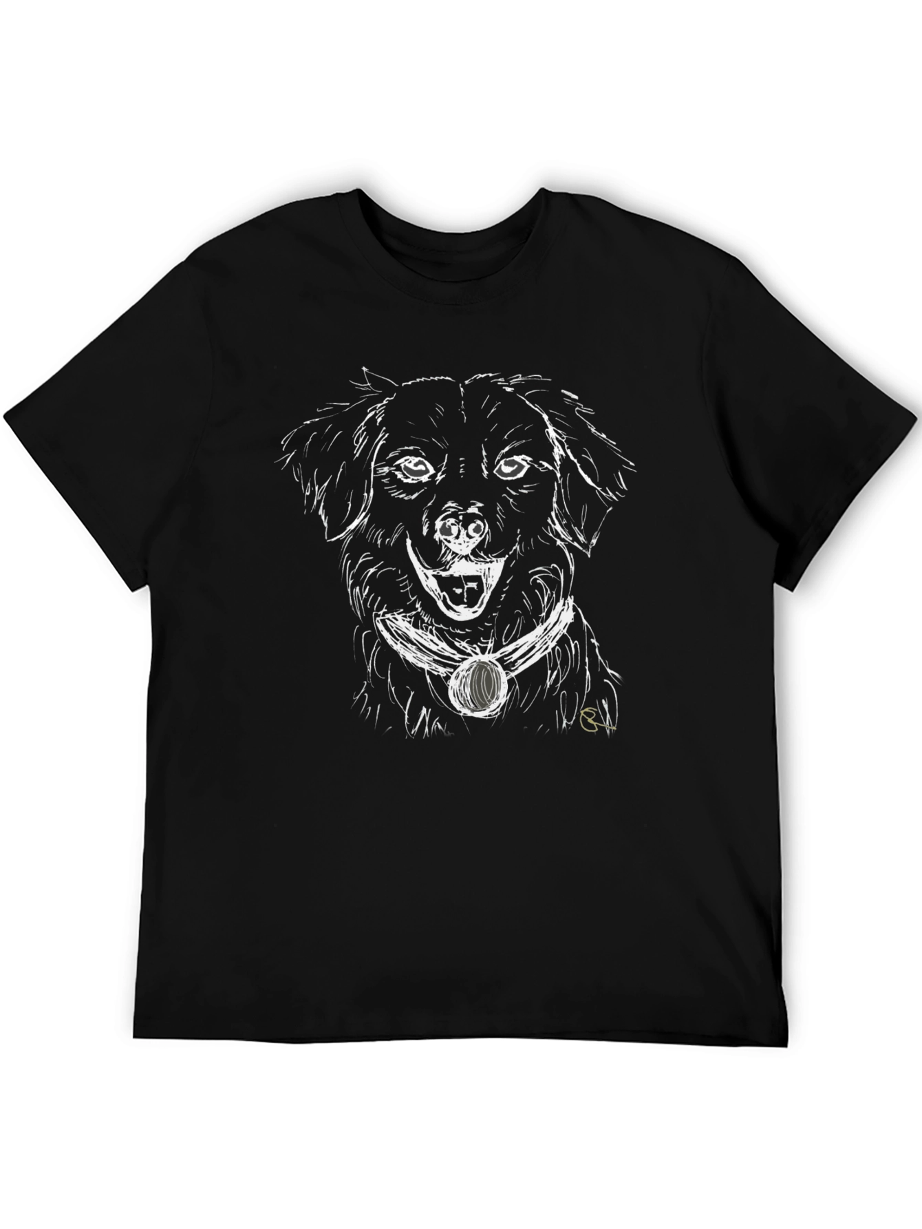 Black Dog Sketch Graphic Tee - Black Unisex T-Shirt view 5