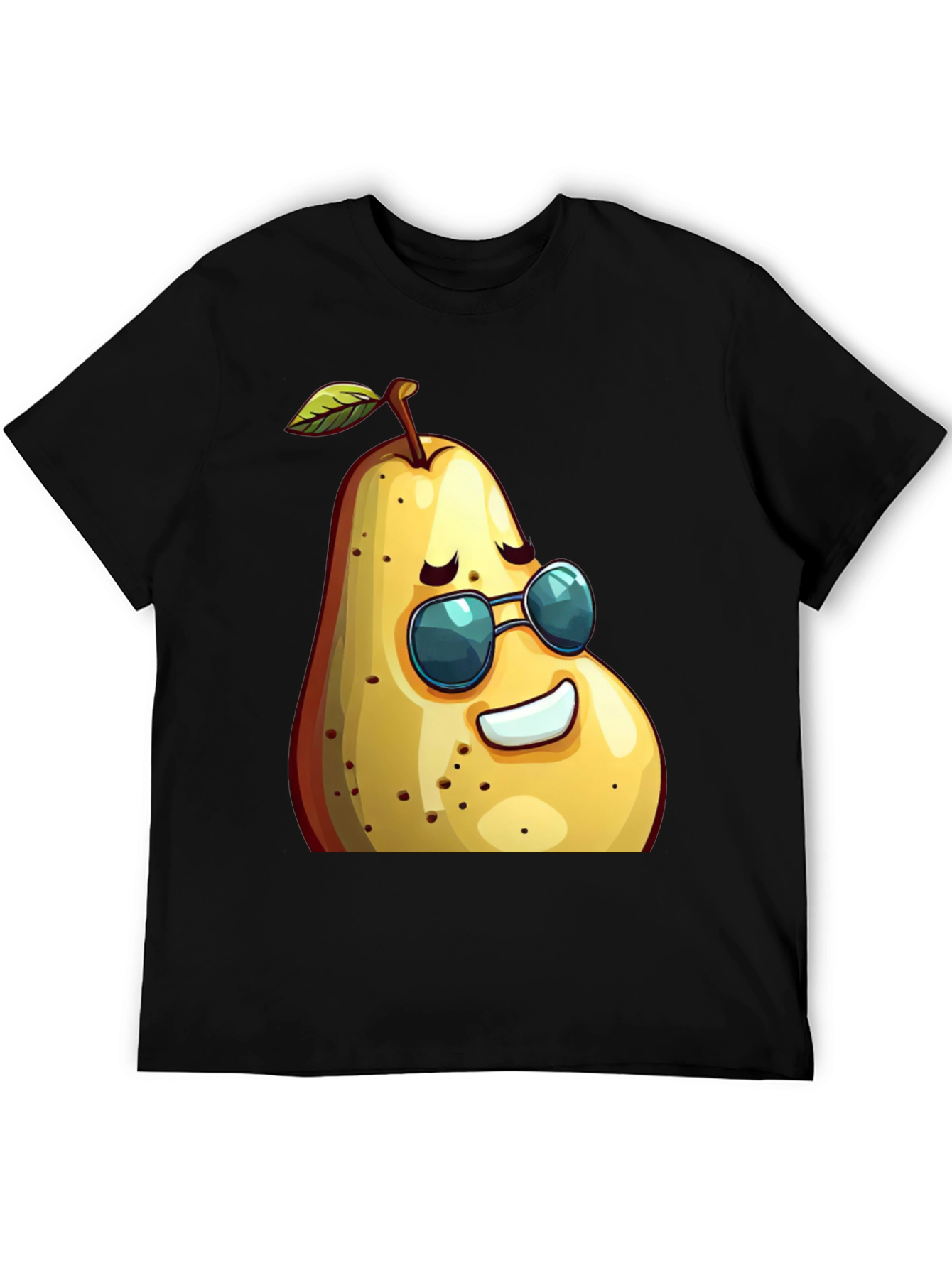 Black Cool Pear Graphic Tee - Unisex Black T-Shirt view 5