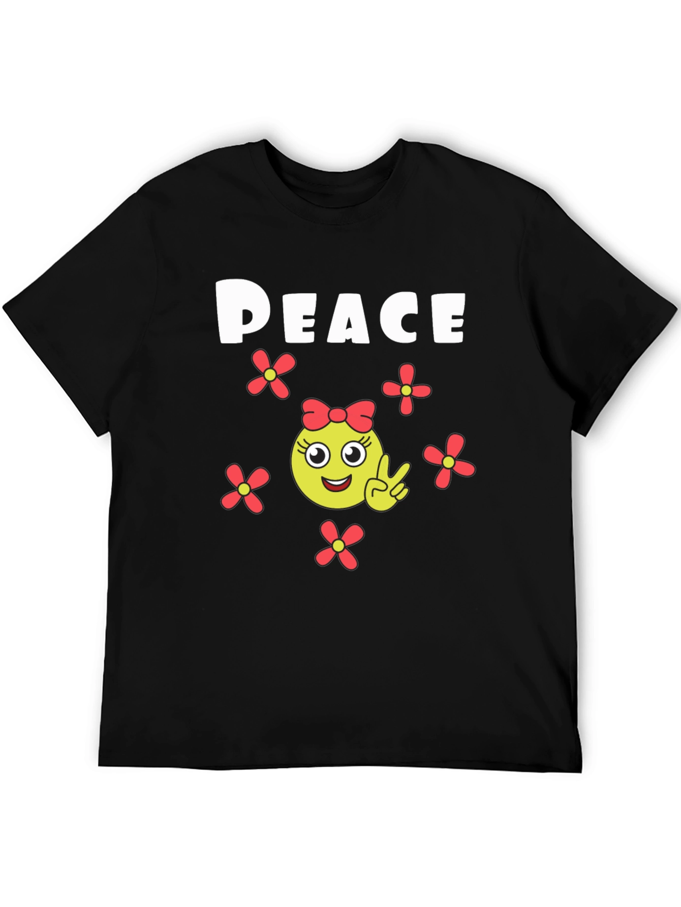 Black Peace Sign Emoji T-Shirt - Black Cotton view 5