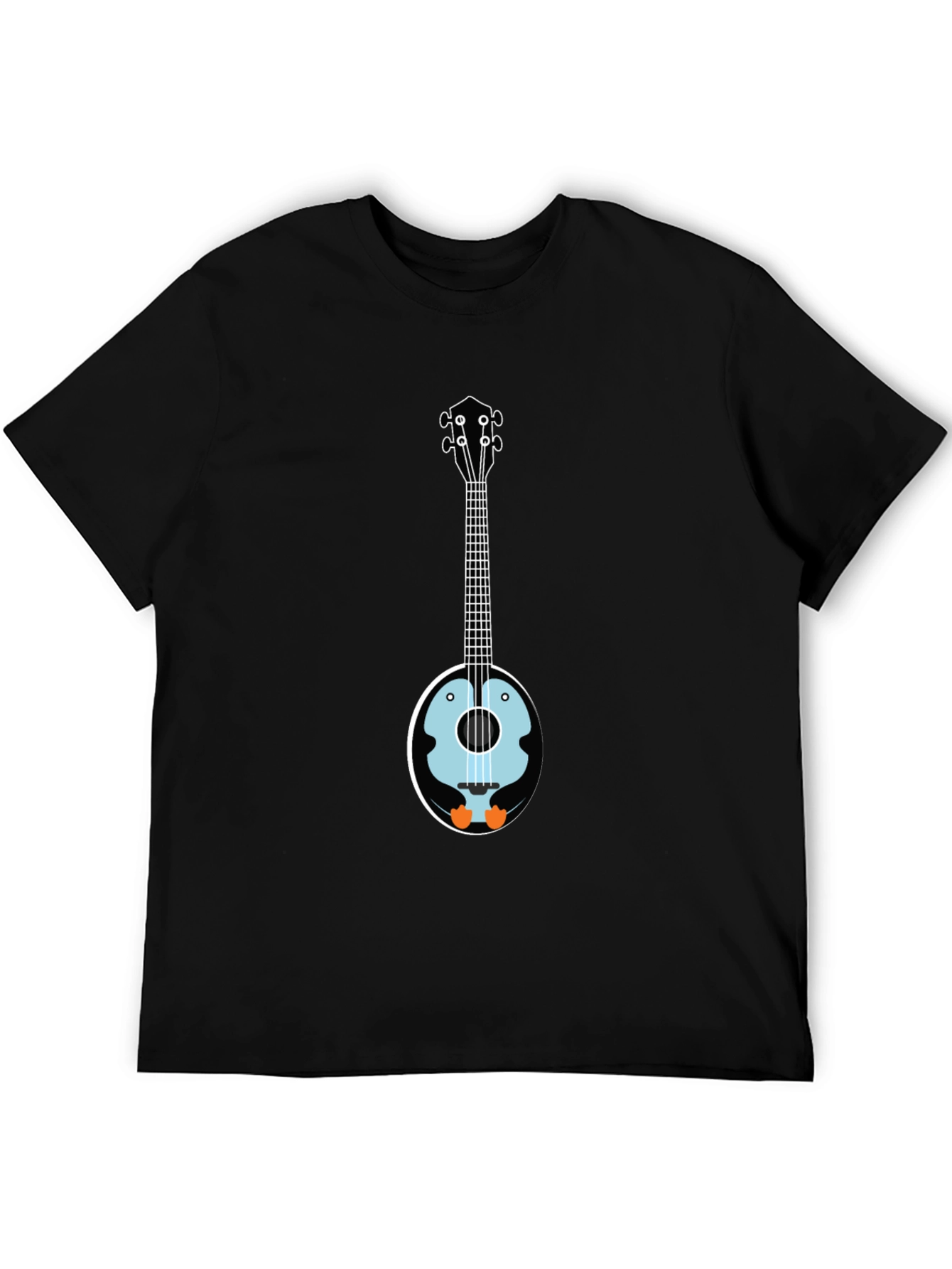 Black Penguin Banjo T-Shirt - Novelty Graphic Tee view 5