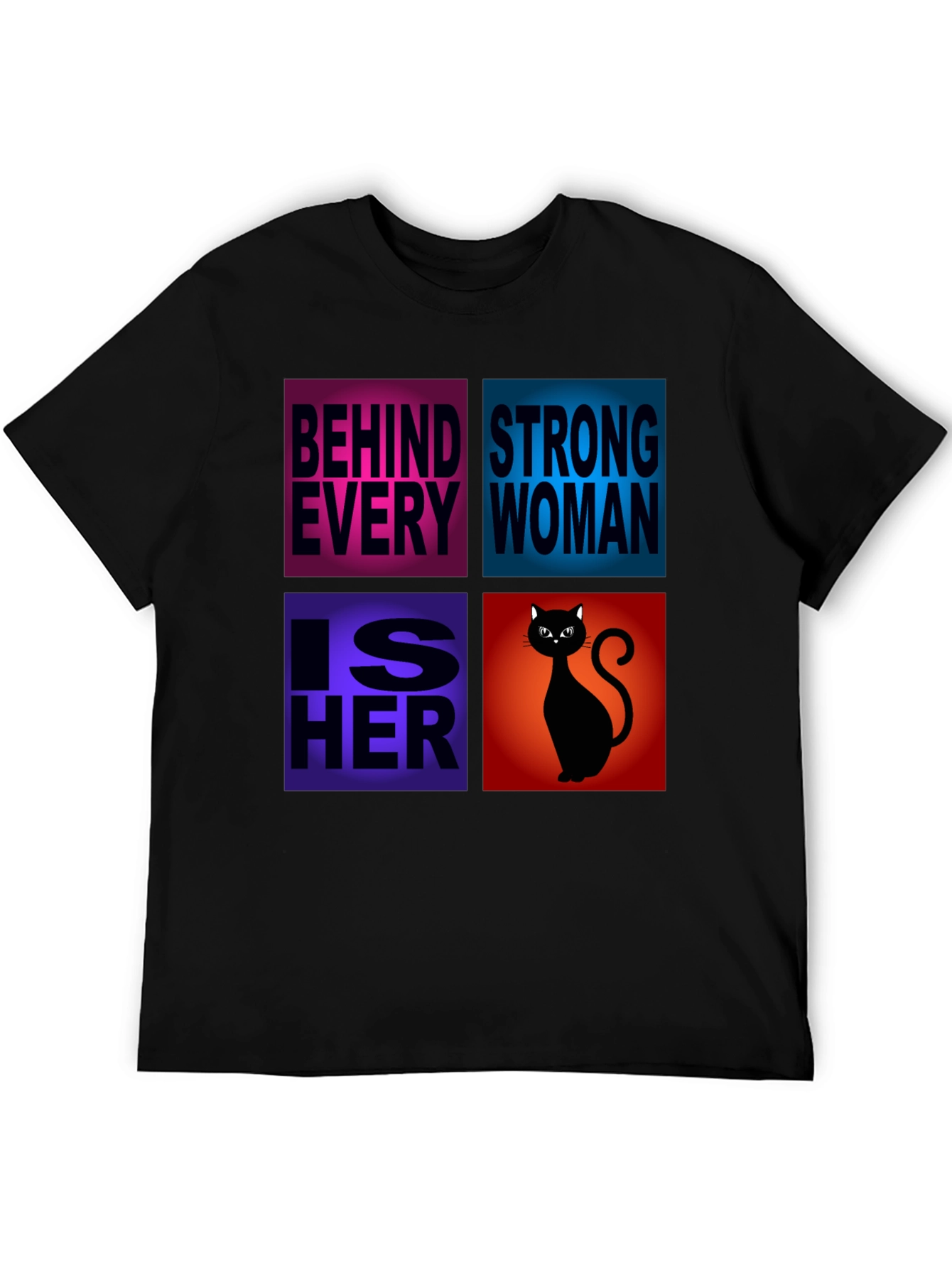 Black Behind Every Strong Woman Cat T-Shirt view 5