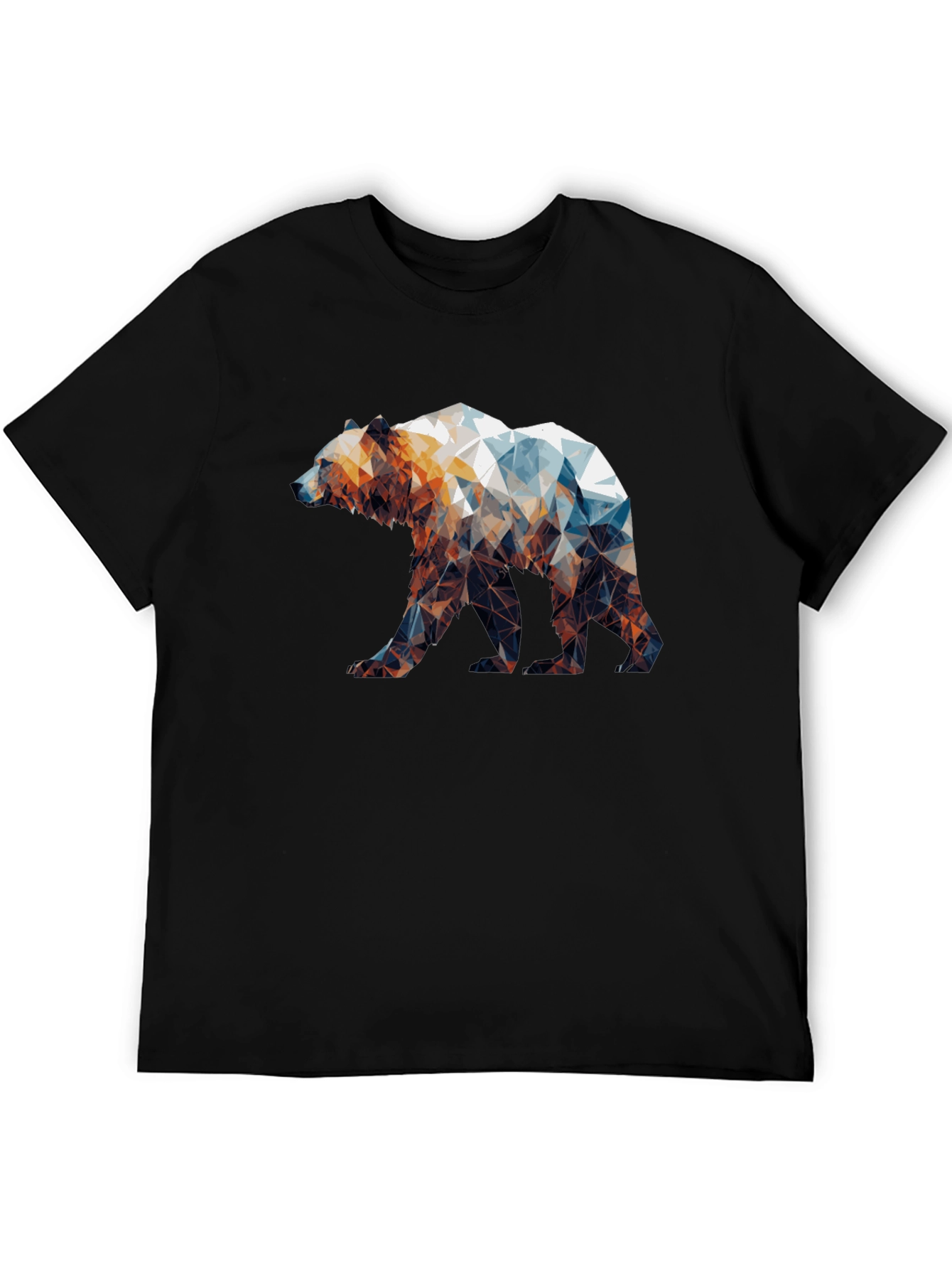 Black Geometric Bear Graphic Tee - Black Unisex Shirt view 5