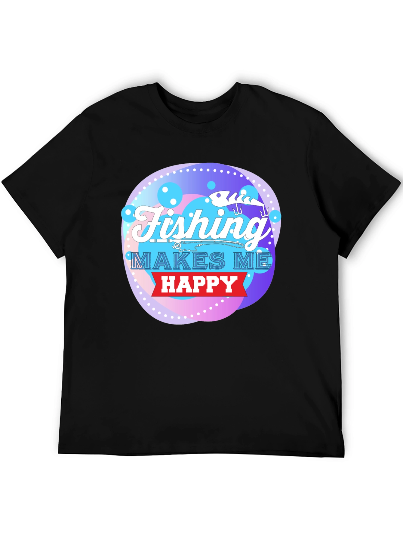 Black Fishing Makes Me Happy Graphic Tee view 5