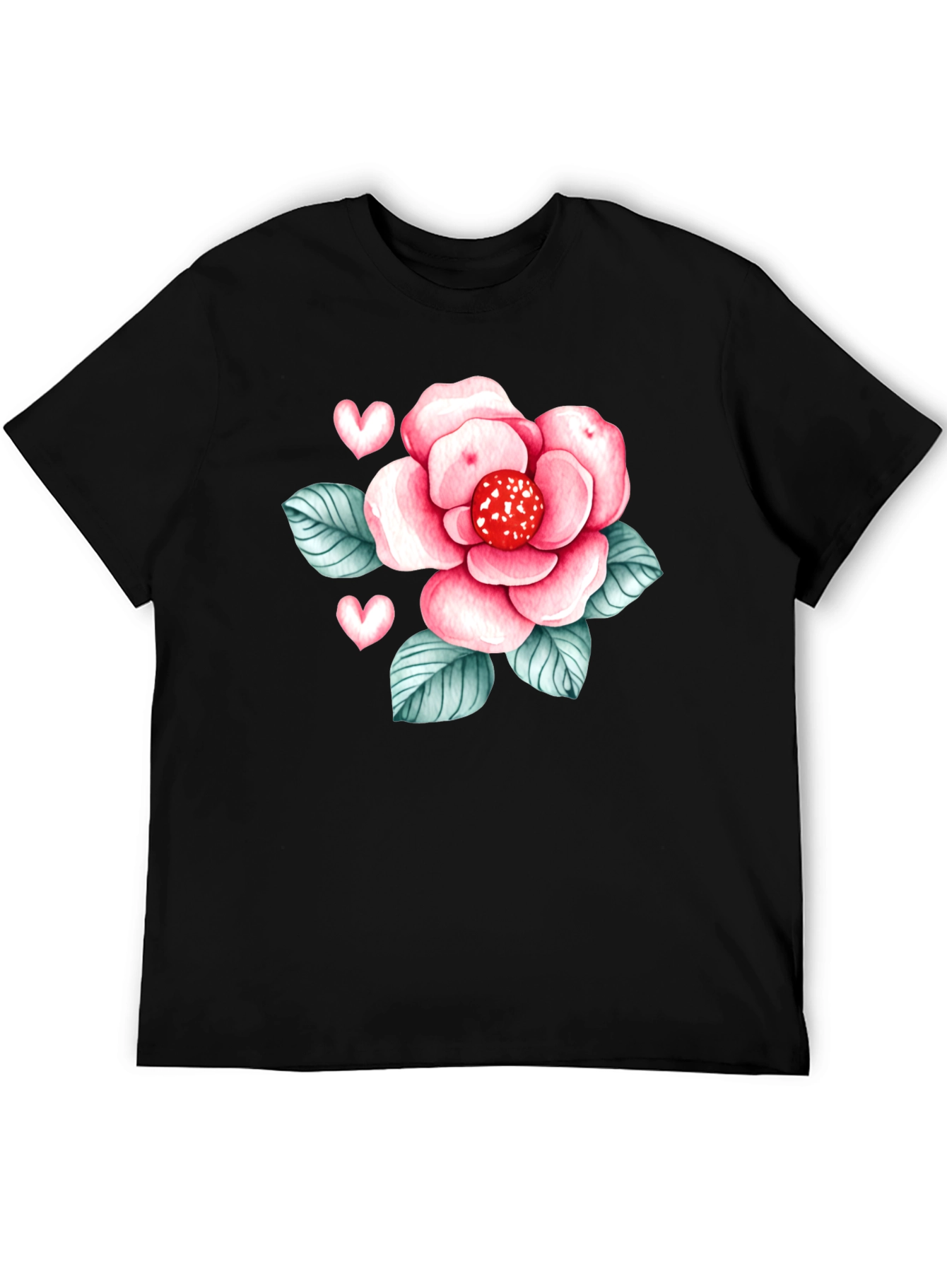 Black Floral Heart Graphic Tee - Stylish Black Shirt view 5
