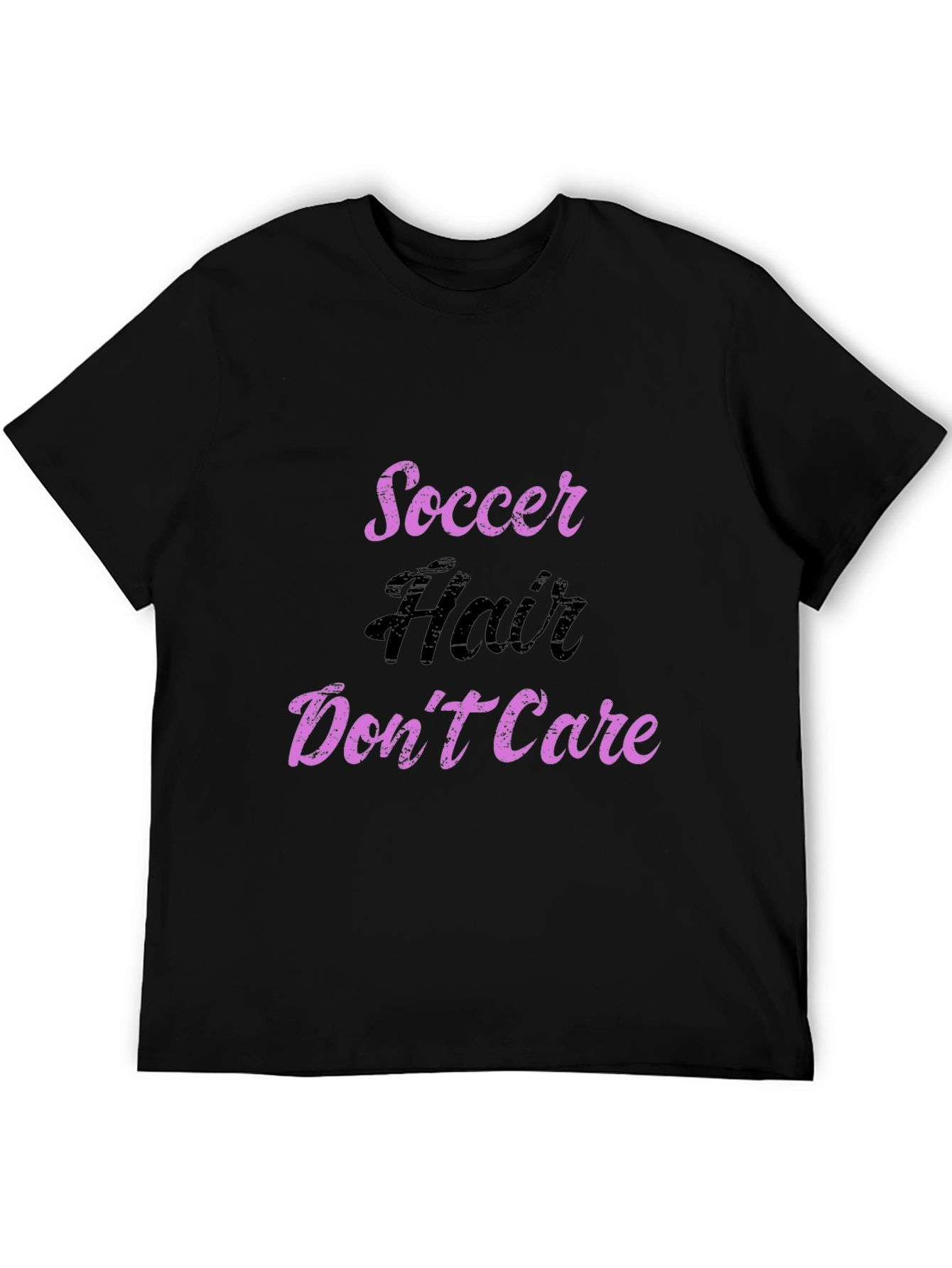 Black Soccer Hair Don't Care T-Shirt view 5