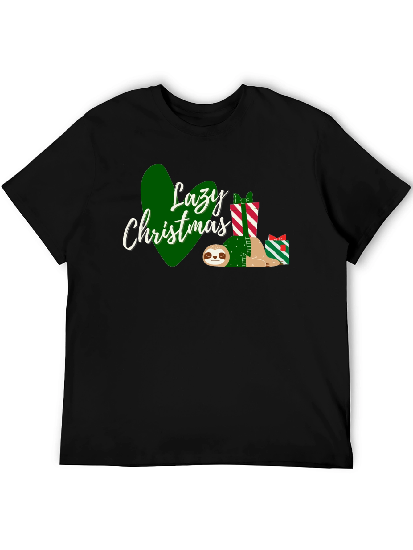 Black Lazy Christmas Sloth T-Shirt view 5
