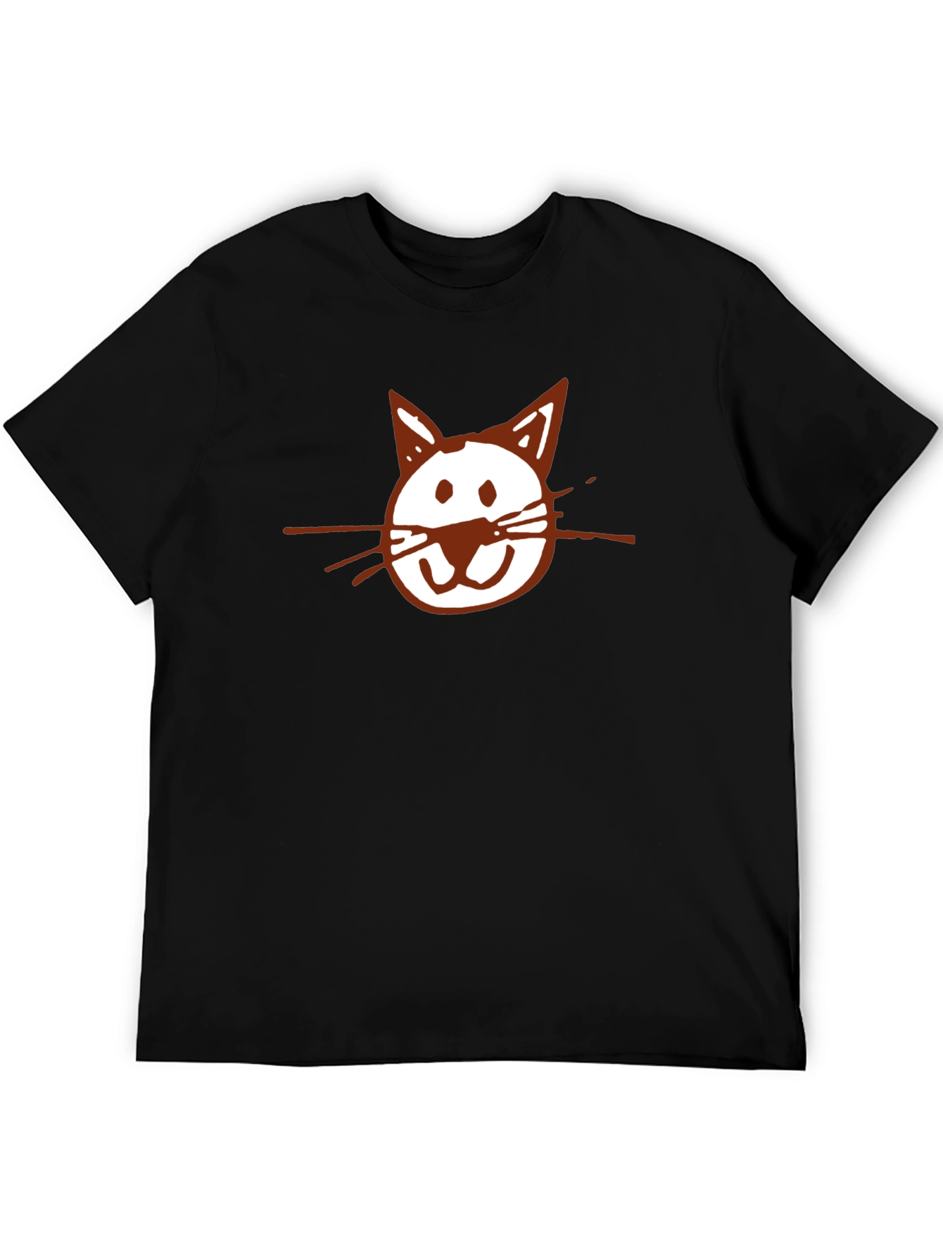Black Cat Face Graphic T-Shirt - Casual Black Tee view 5