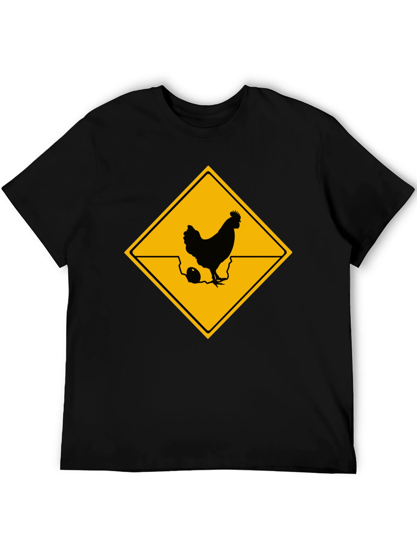 Black Chicken Crossing T-Shirt - Novelty Graphic Tee view 5