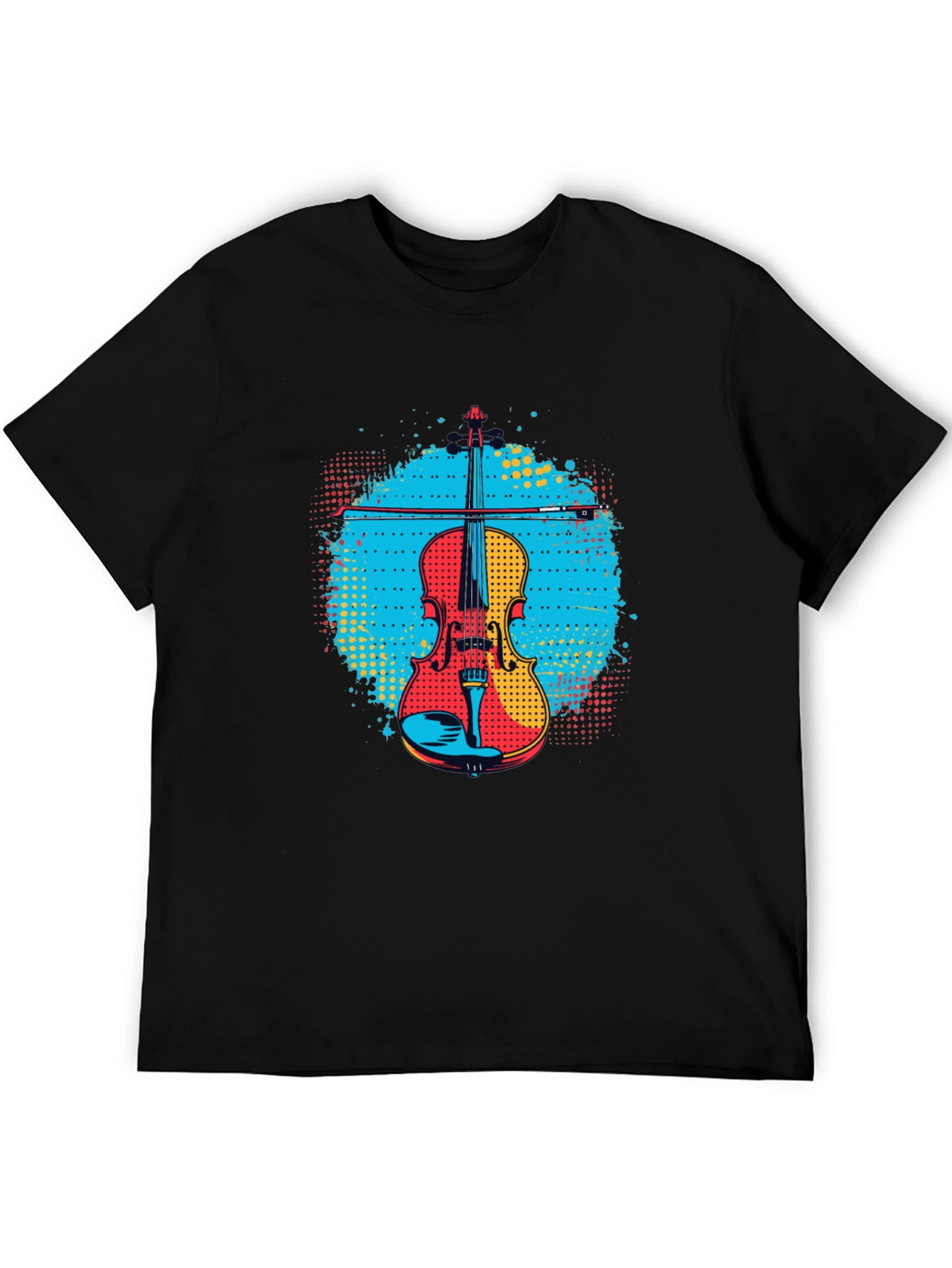 Black Colorful Violin Graphic Tee - Music Lover Shirt view 5
