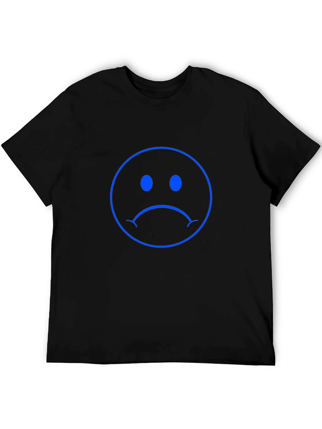 Black Sad Face Graphic Tee - Black Cotton Comfort view 5