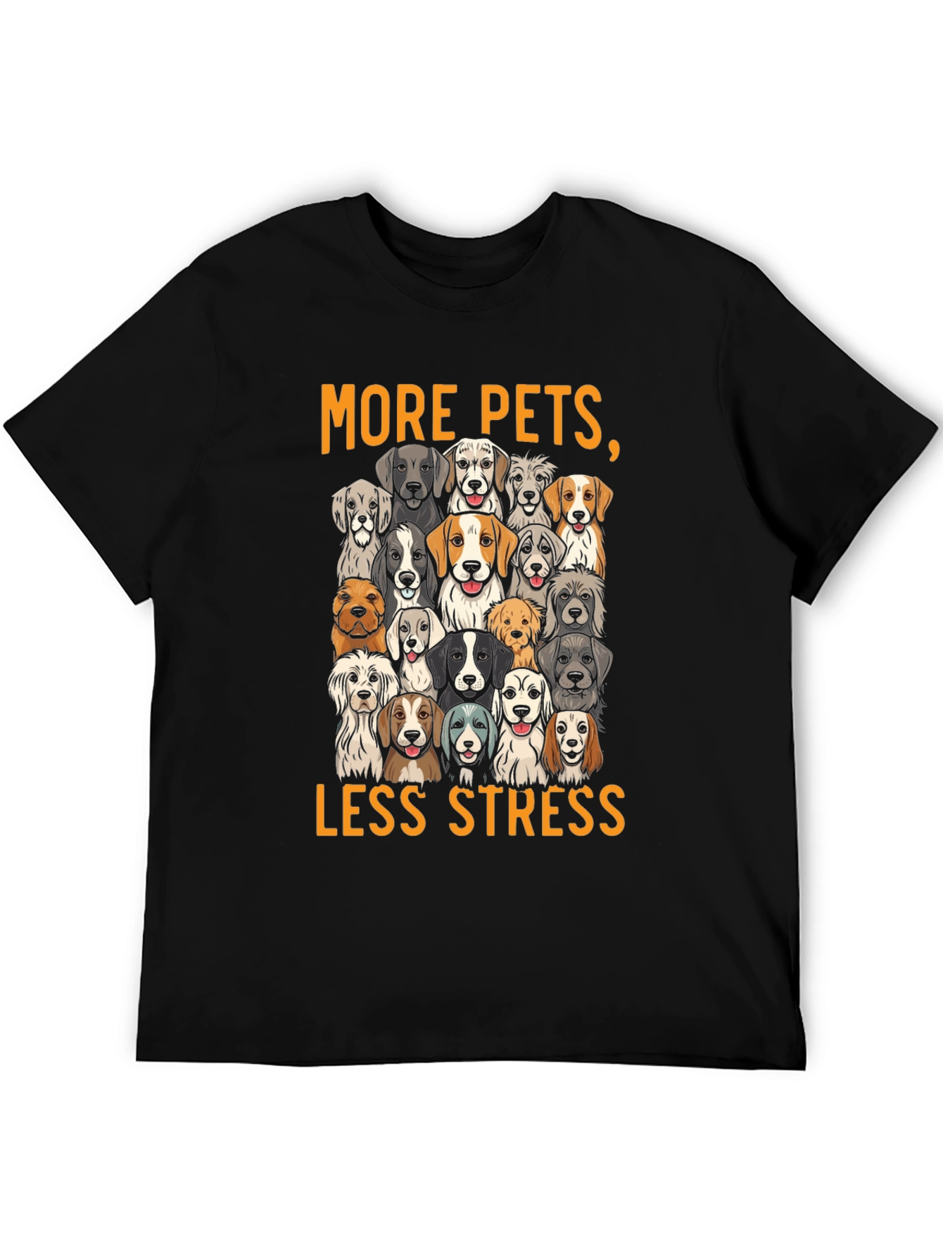 Black More Pets Less Stress Dog T-Shirt view 5